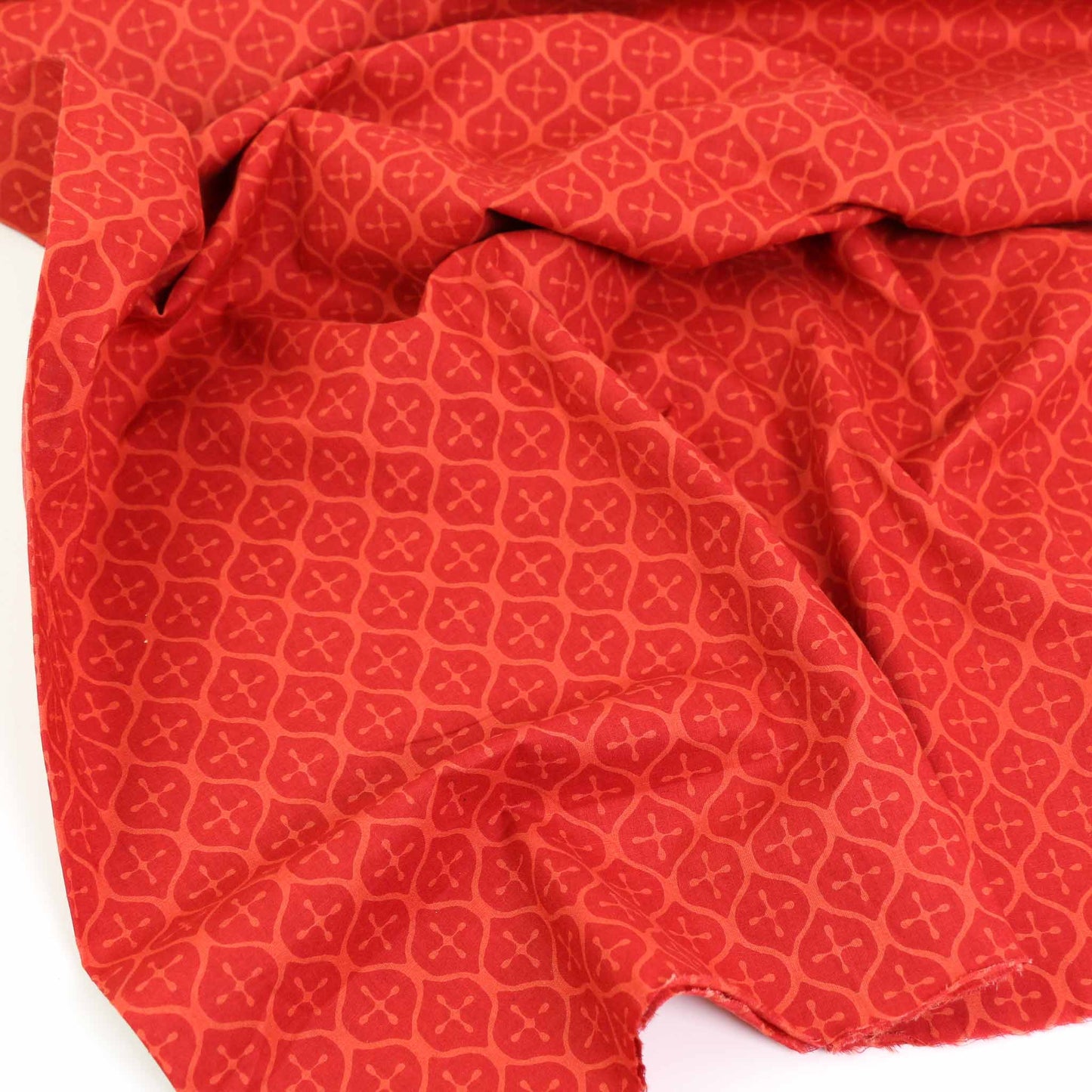 Cotton Voile - Hand block print - Red