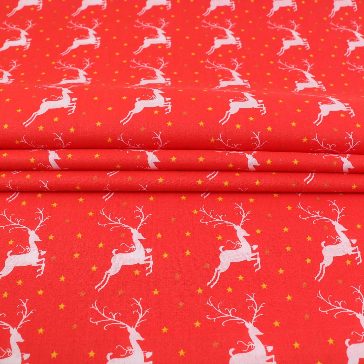 PolyCotton Poplin Fabric - White, Red