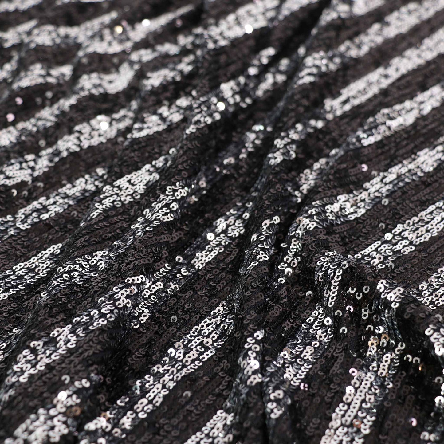 Sequin Fabric - Silver, black