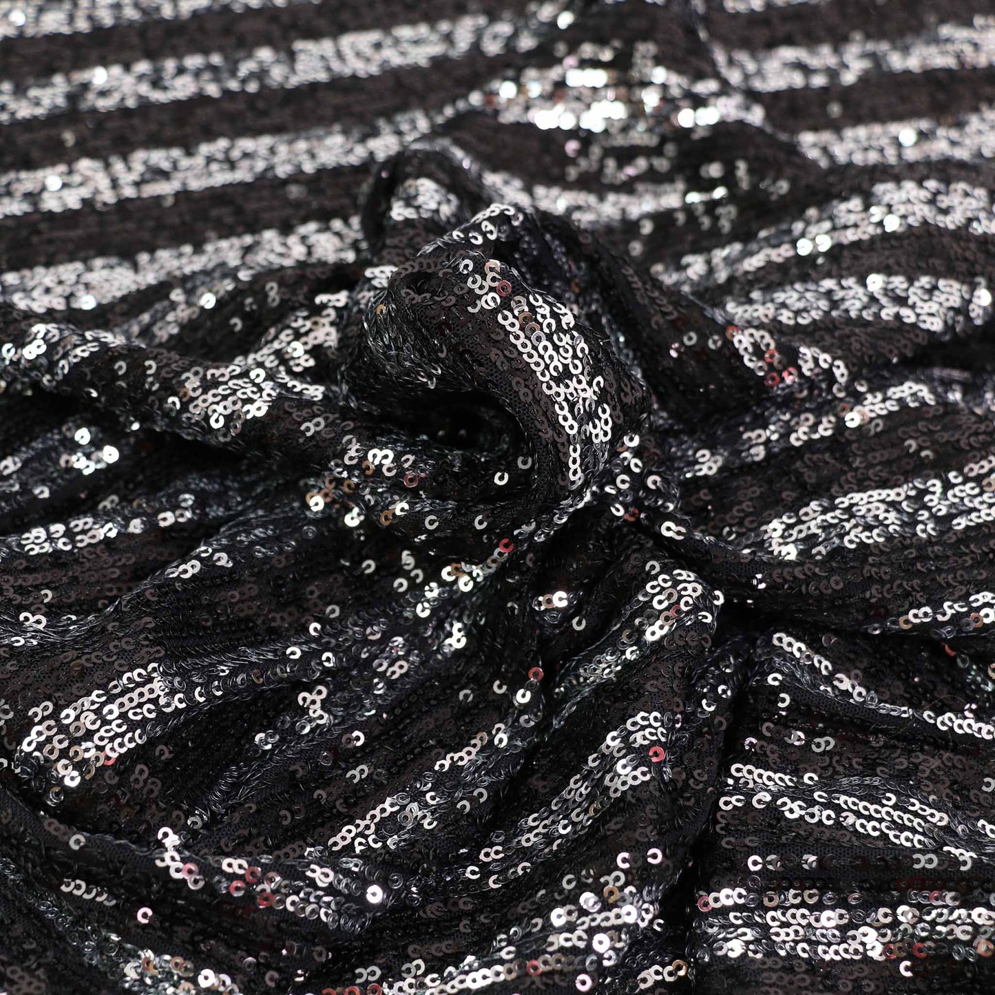 Sequin Fabric - Silver, black