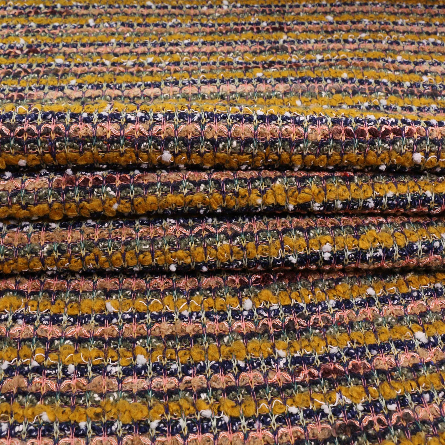 Boucle Jersey Fabric - Plum, red, mustard