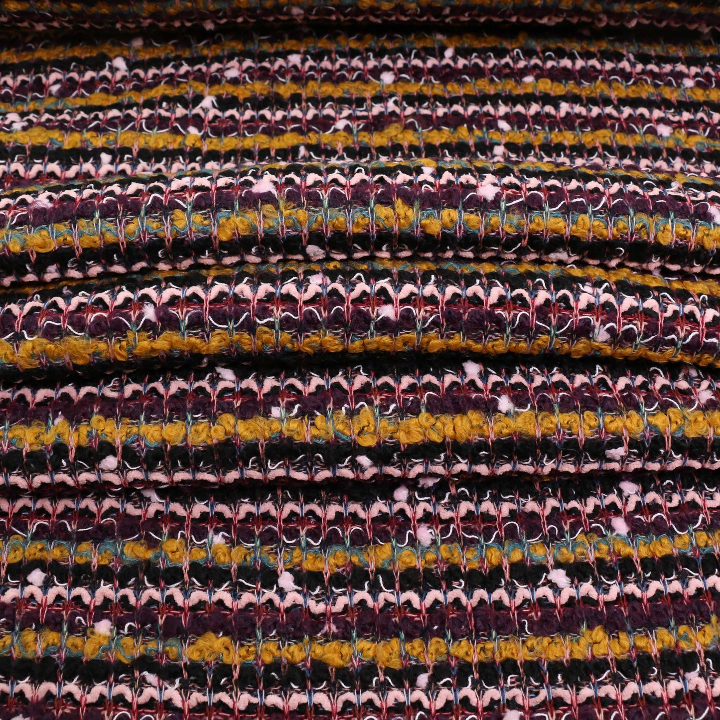 Boucle Jersey Fabric - Plum, red, mustard