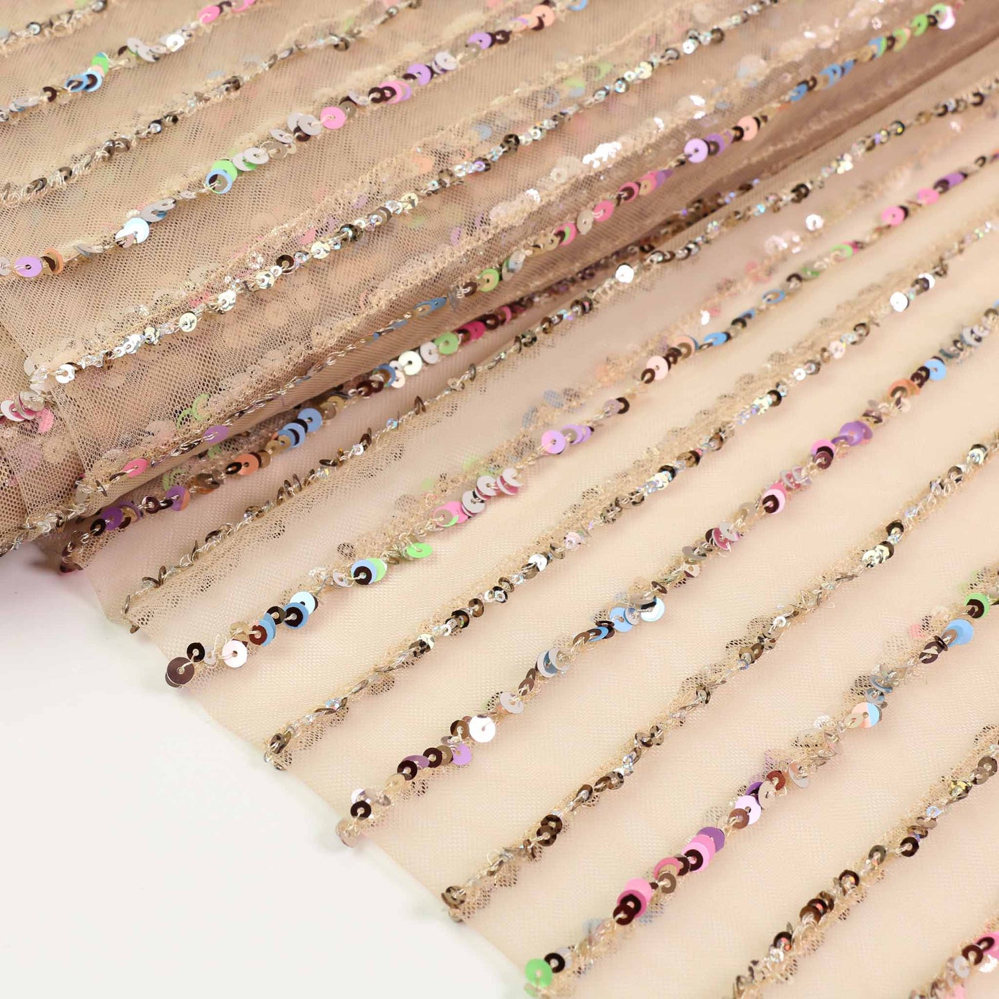 Sequin Fabric - Champagne, Black