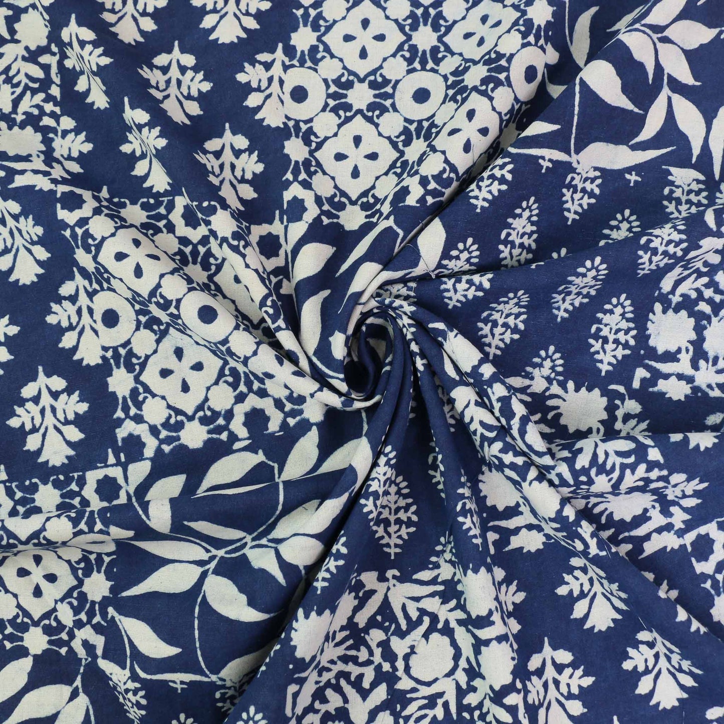 Cotton Voile - Indigo Hand block print