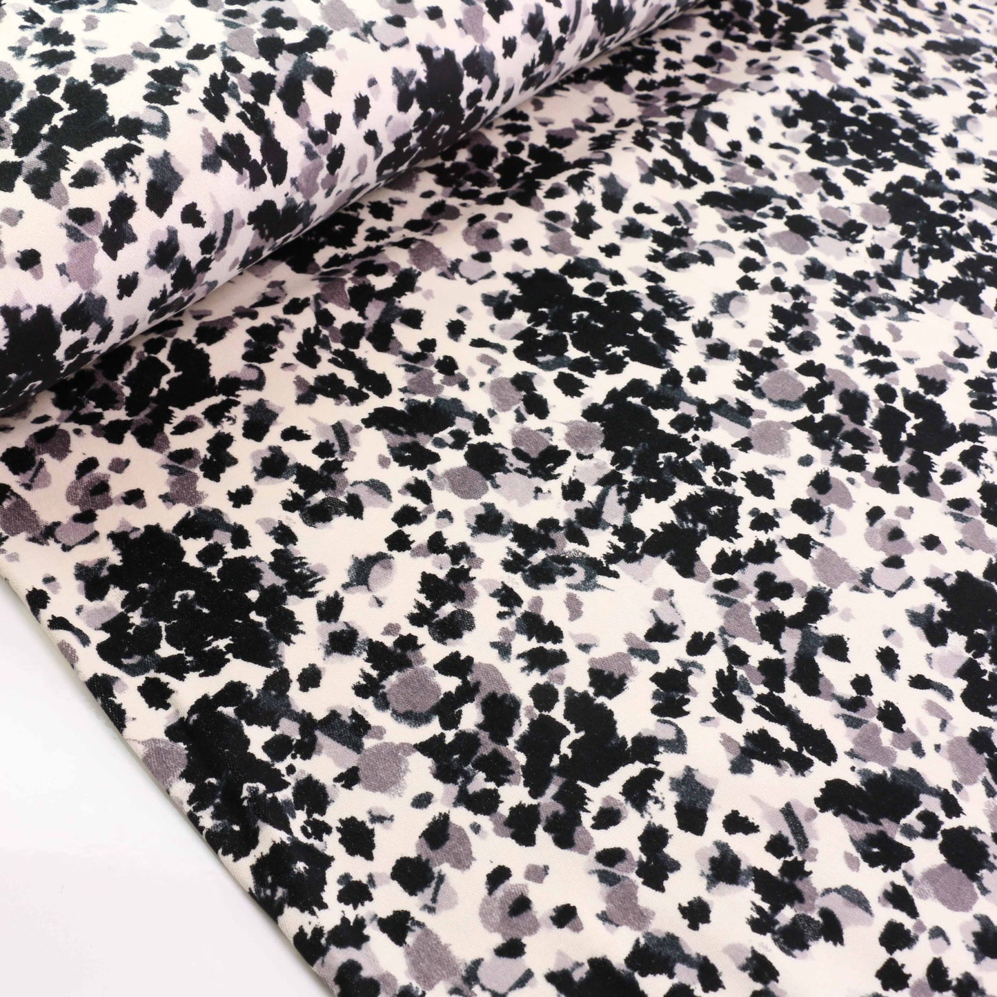 Cotton Velvet fabric - White, black, grey