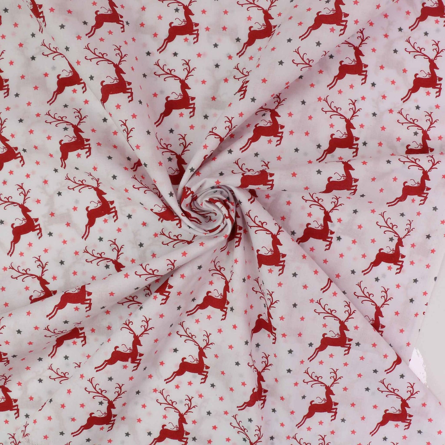 PolyCotton Poplin Fabric - White, Red