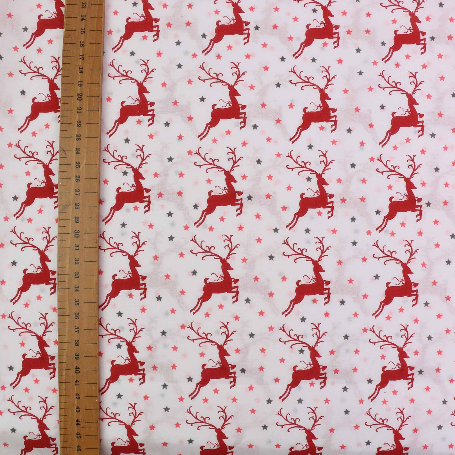 PolyCotton Poplin Fabric - White, Red