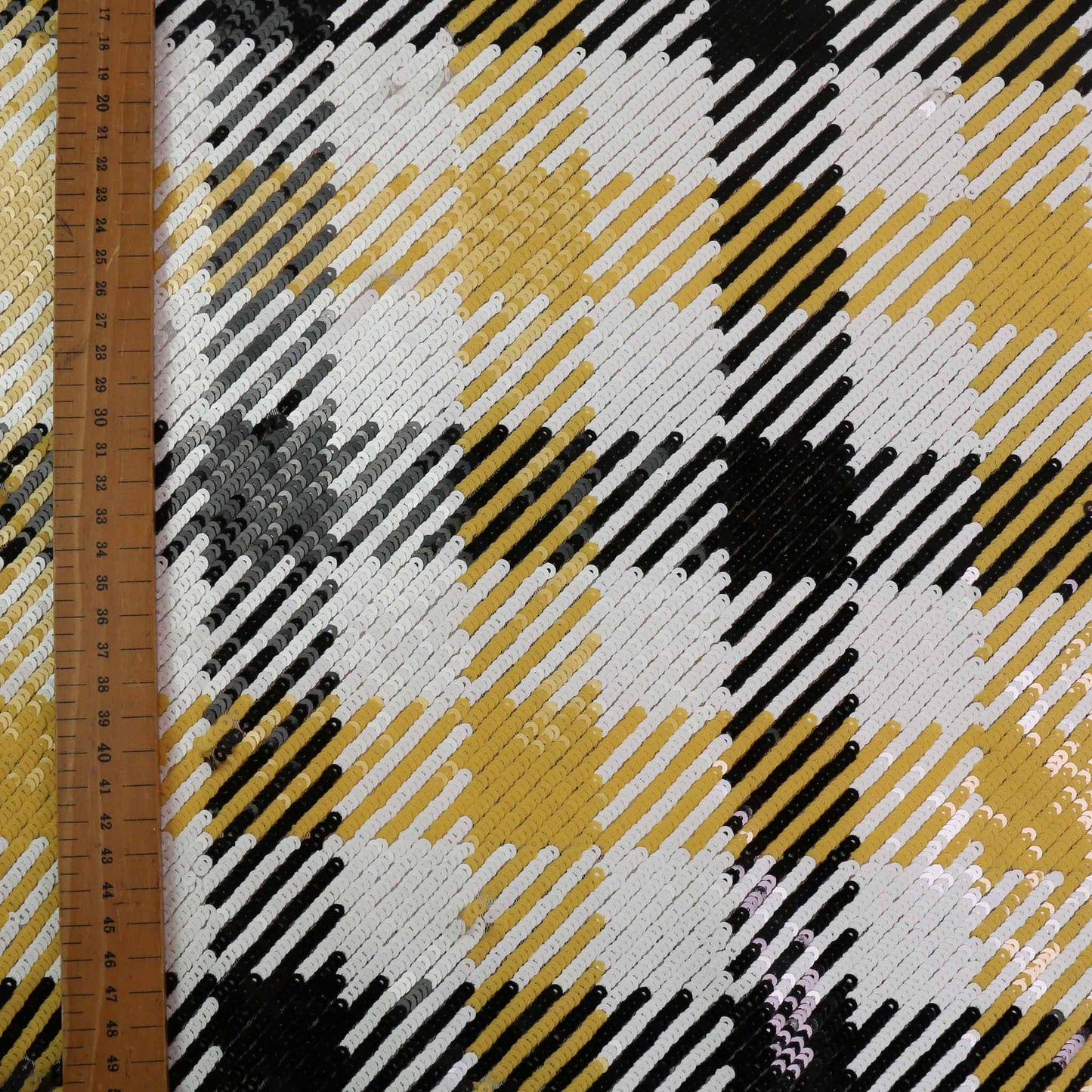 Sequin Fabric - Black, yellow, white