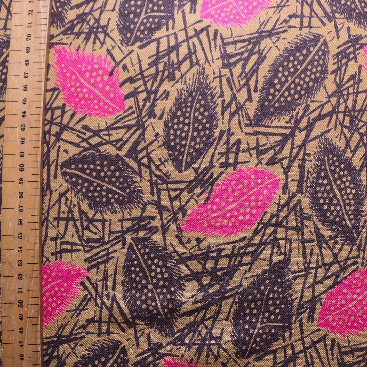 metre of leaves printed vintage cotton twill dressmaking fabric for sustainable clothes