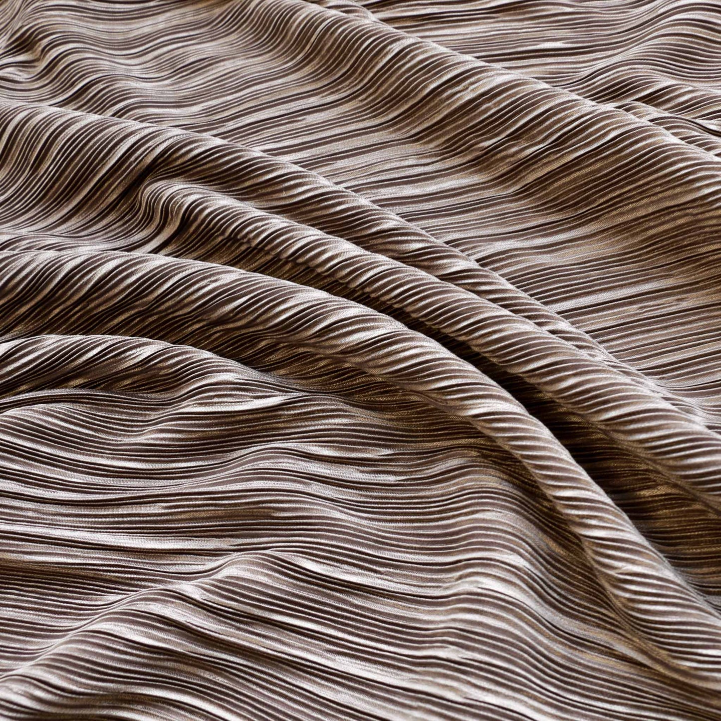 pleated beige plisse fabric for dressmaking with striped wavy pattern