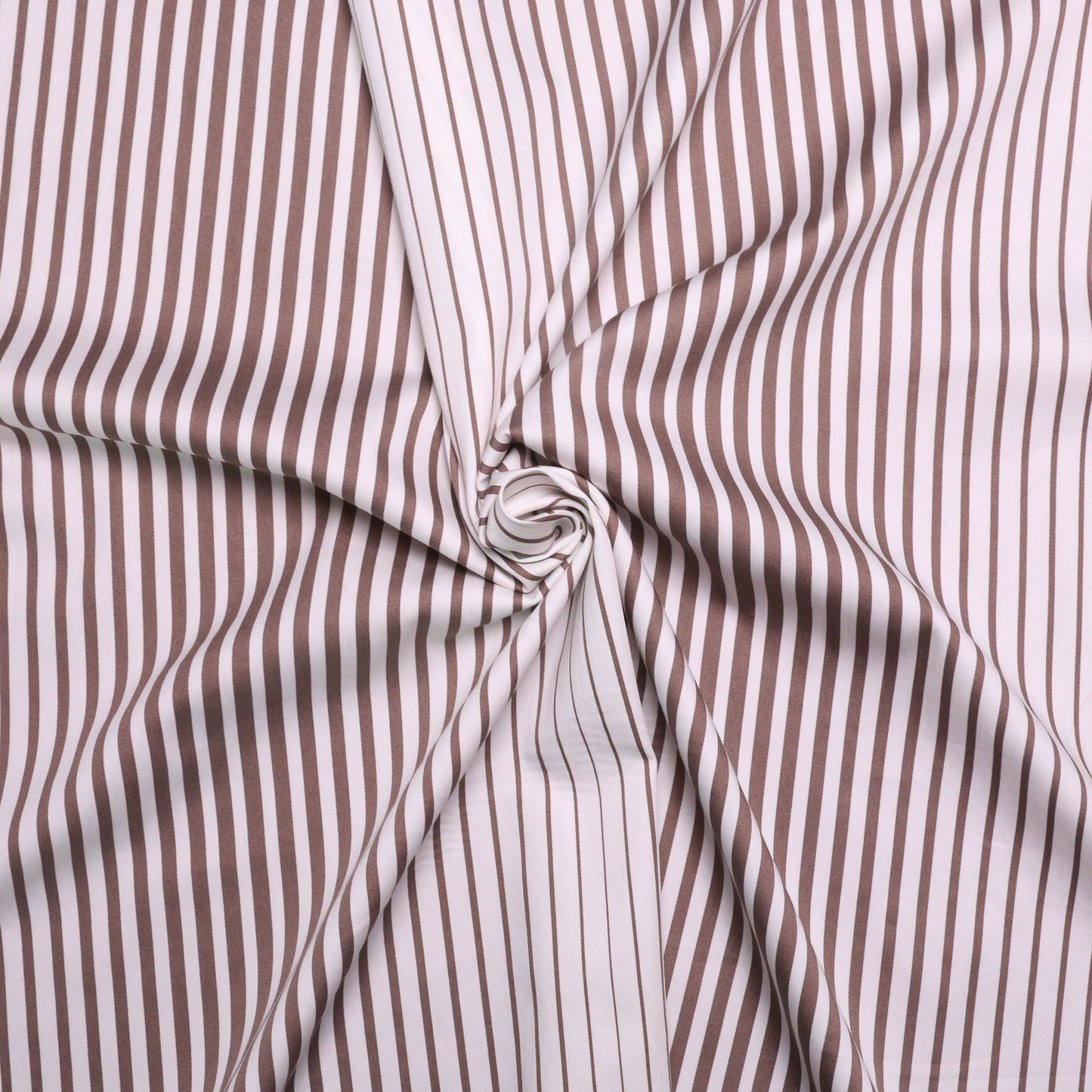 beige and white cotton sateen dressmaking fabric with stripes