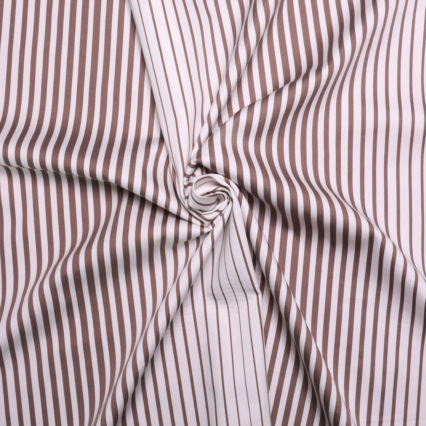 beige and white striped cotton sateen dressmaking fabric
