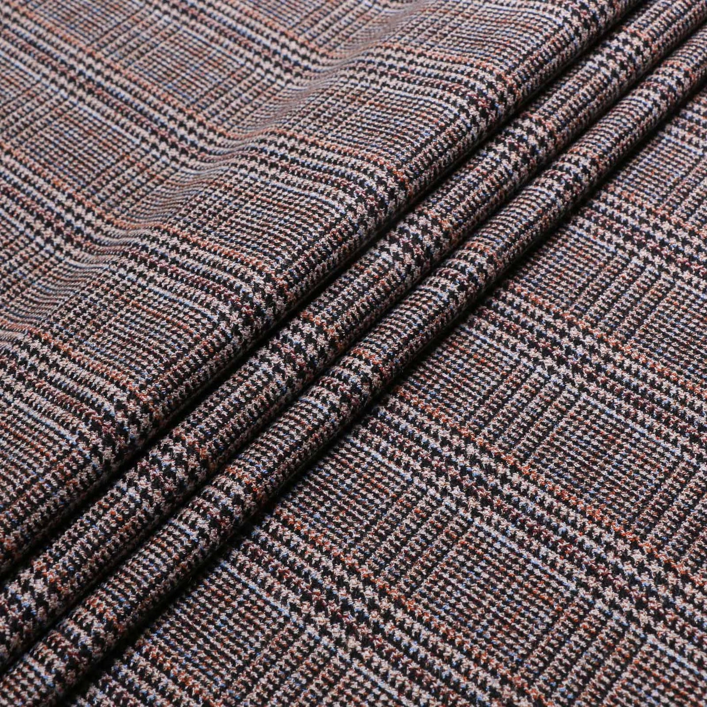 check pattern wool blend boucle dressmaking fabric in beige and black