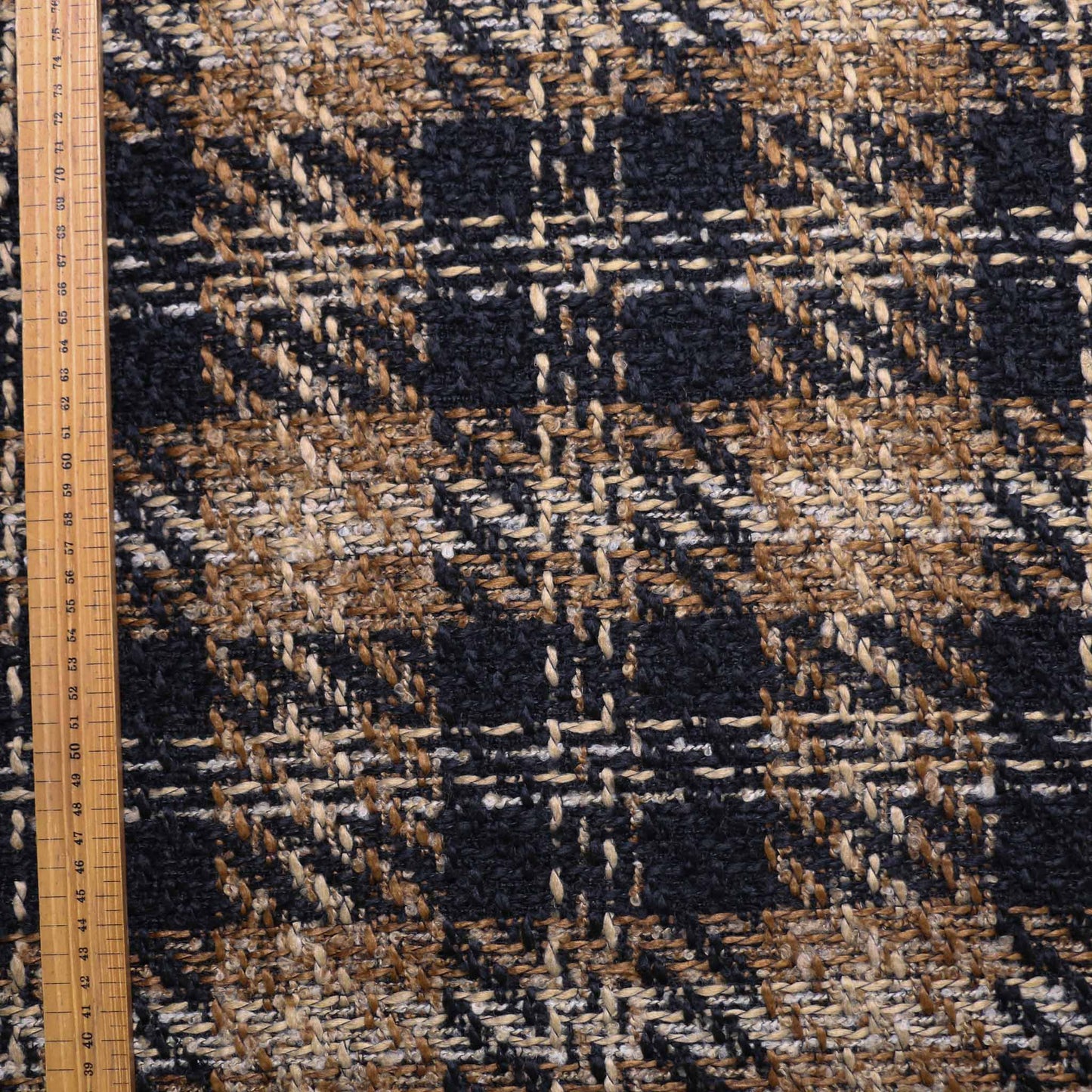 wool blend beige black boucle basket weave dressmaking fabric