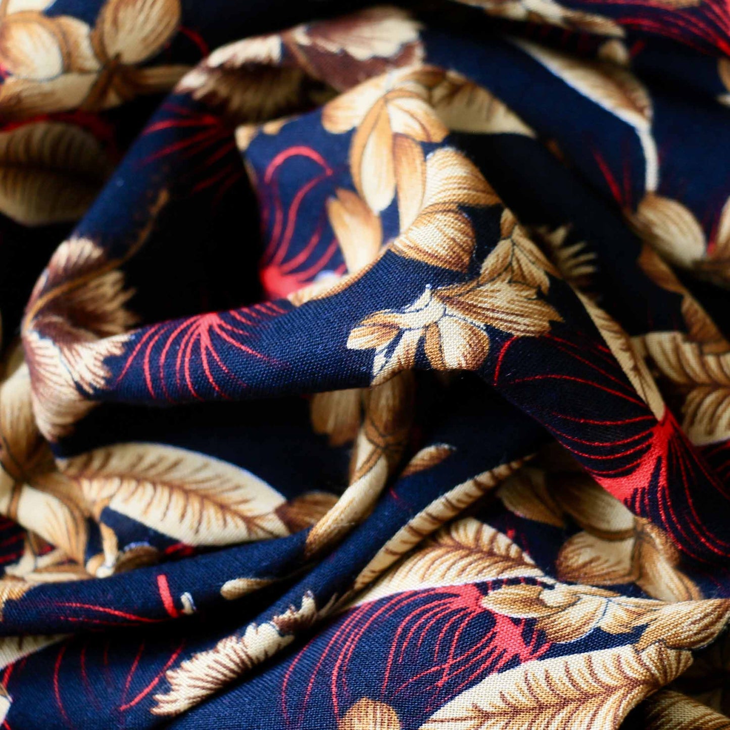 beige floral print on viscose rayon challis fabric for dressmaking