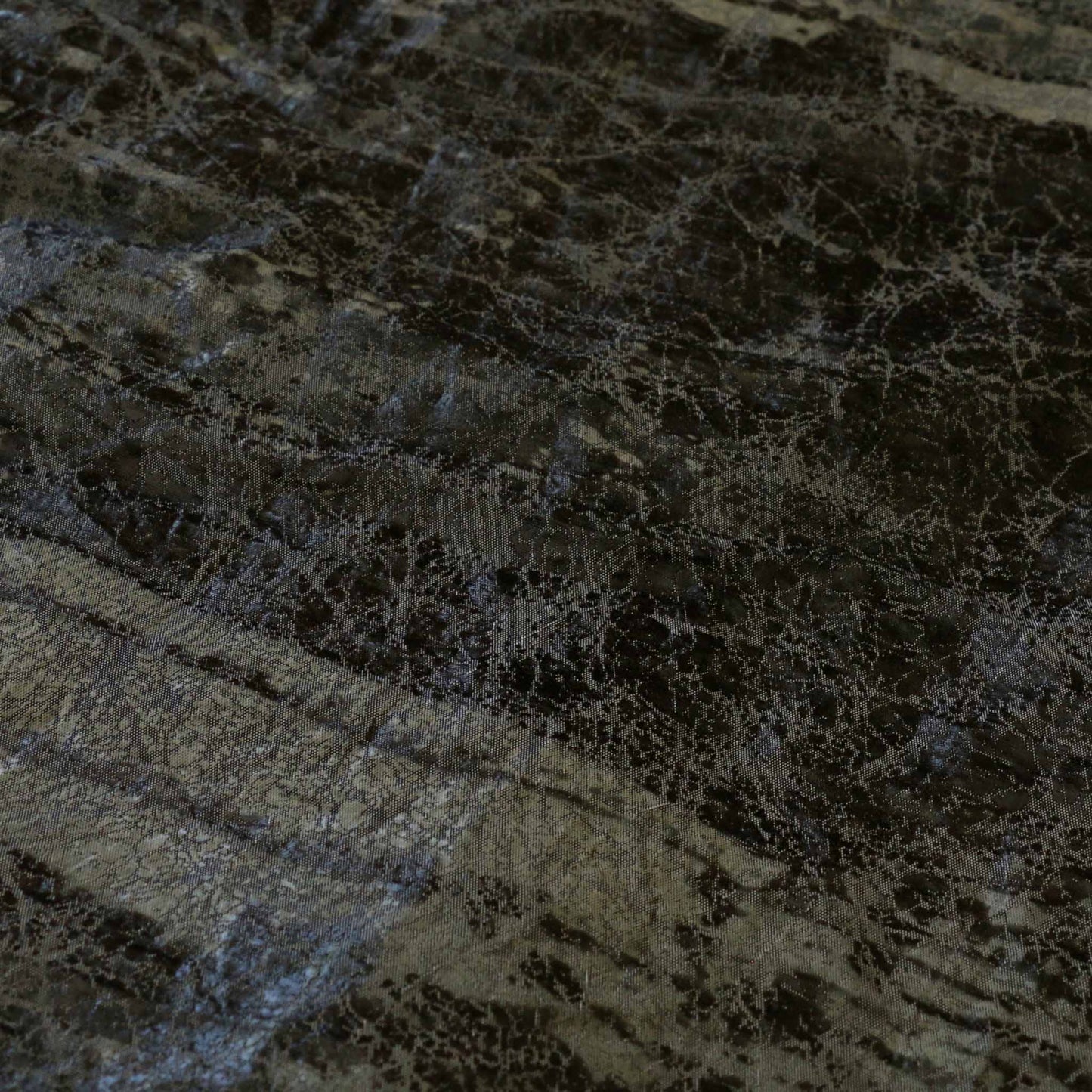 black and silver worn effect taffeta dressmaking fabric