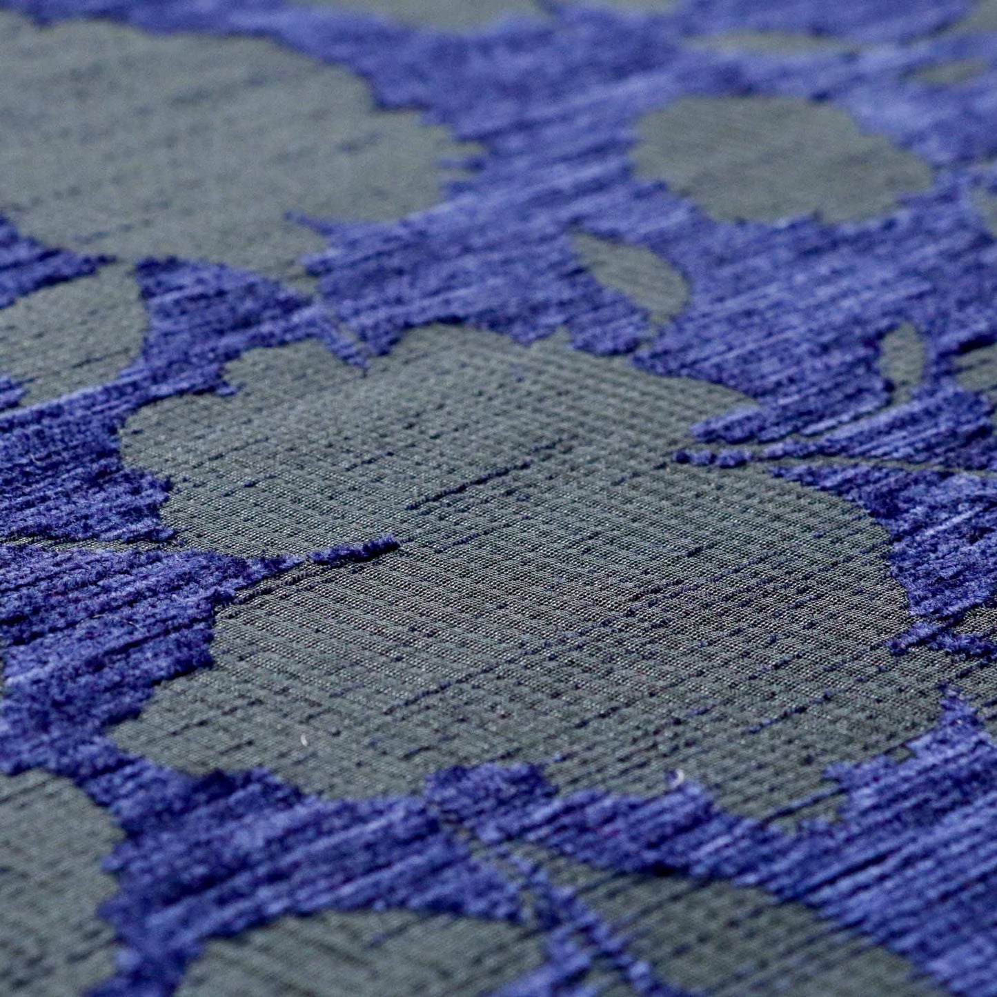 floral dressmaking velvet Chenille Jacquard with blue and black flower design