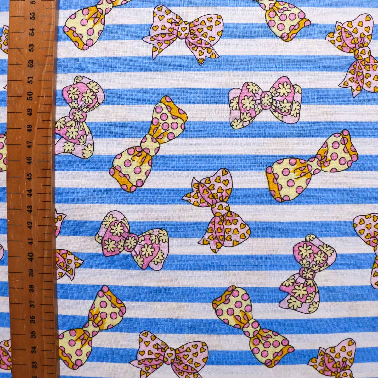 metre blue striped cotton vintage headstock fabric from cloth control