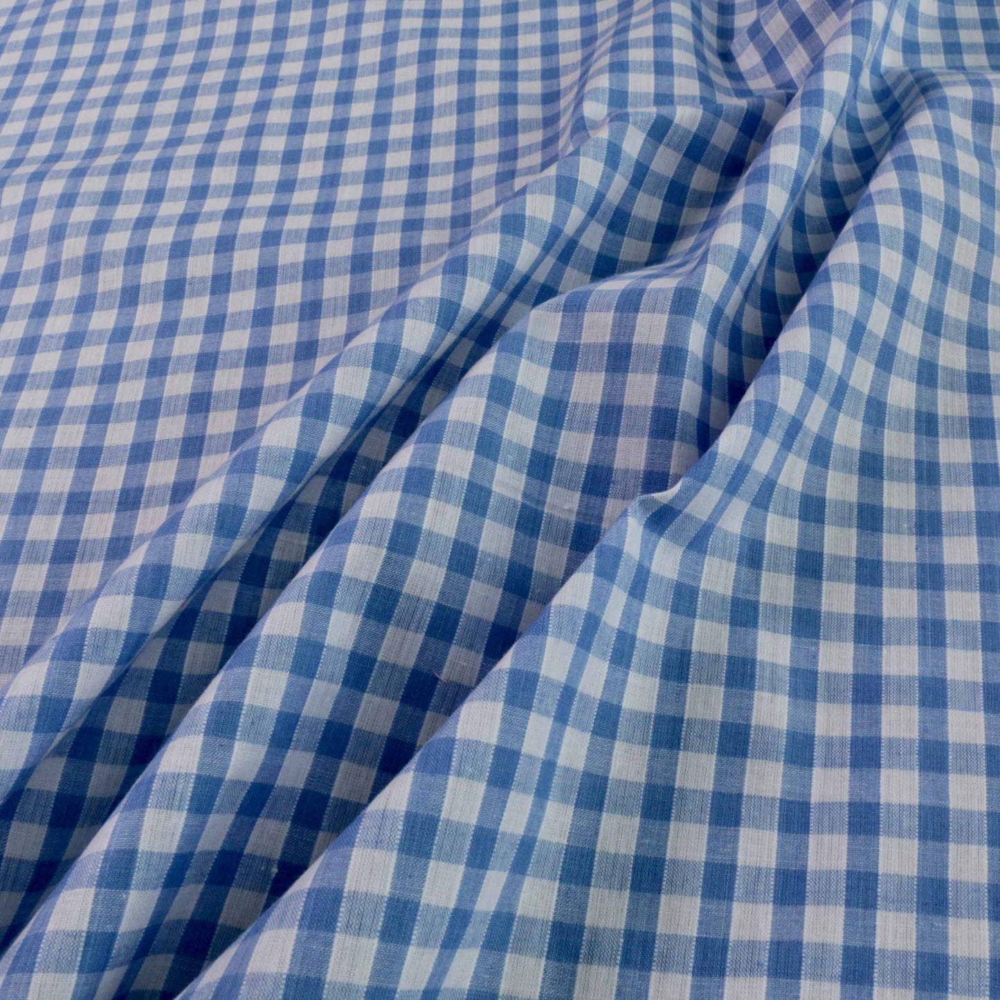 blue and white vintage retro dressmaking fabric from sustainable source