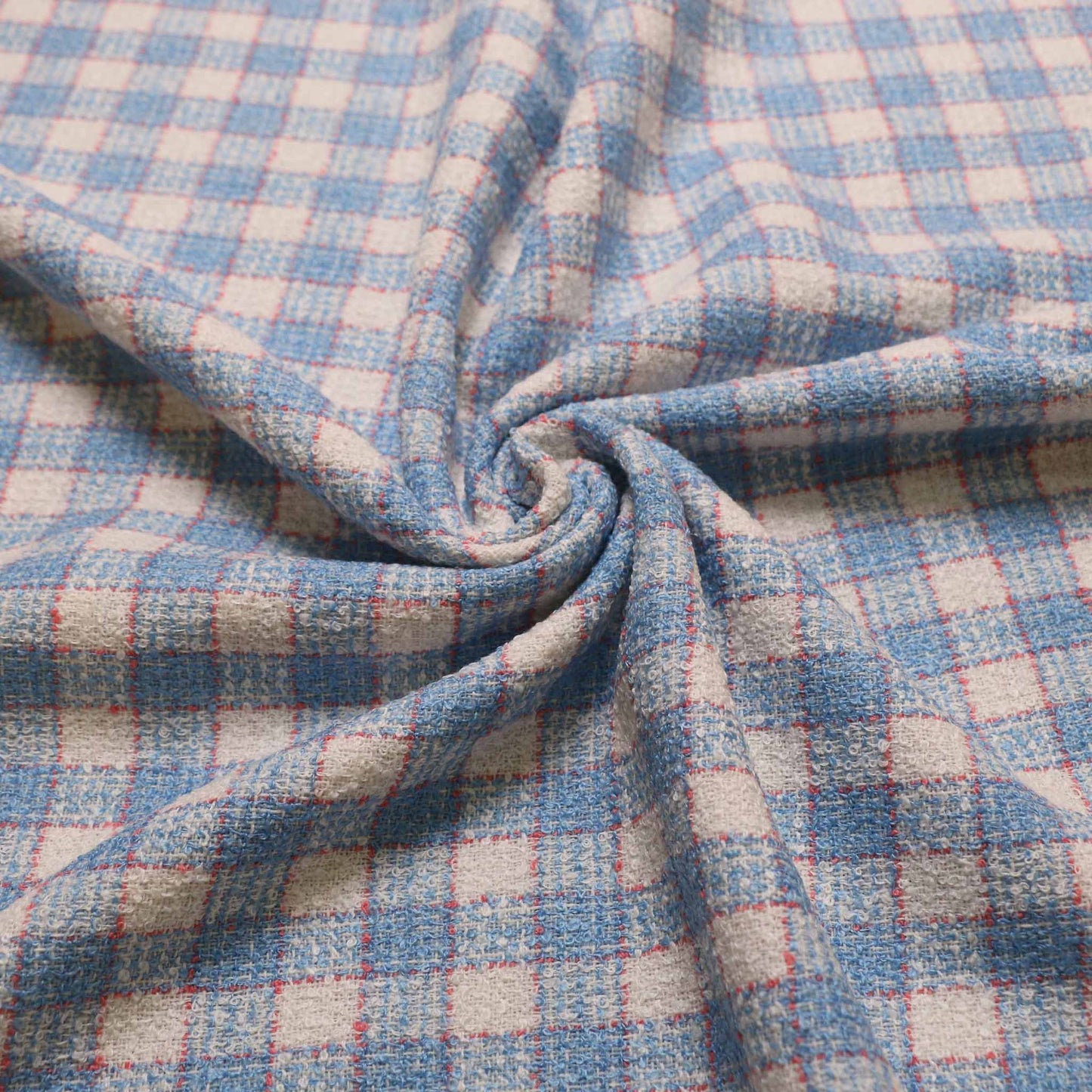 baby blue and white boucle wool blend dressmaking fabric