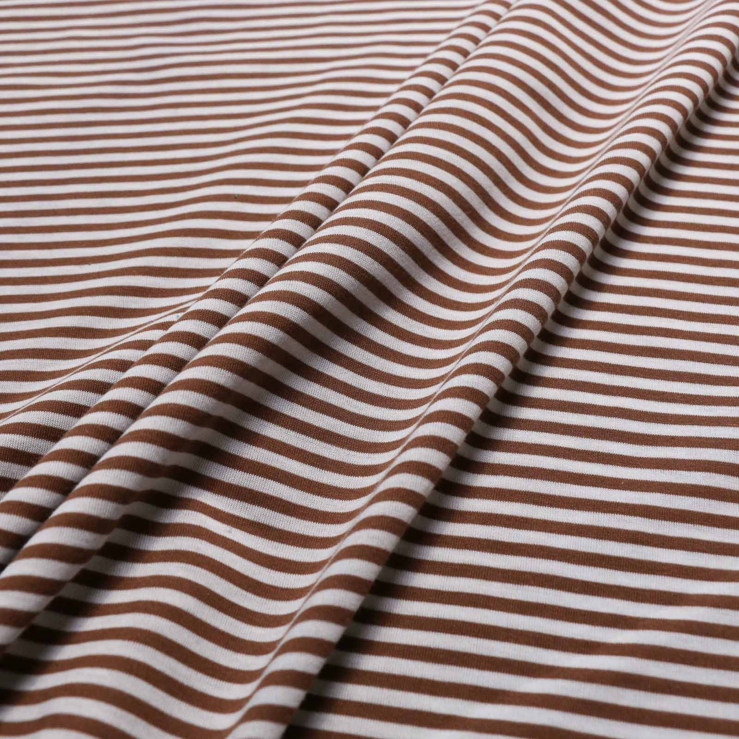 beige striped polycotton jersey fabric for dressmaking from cloth control