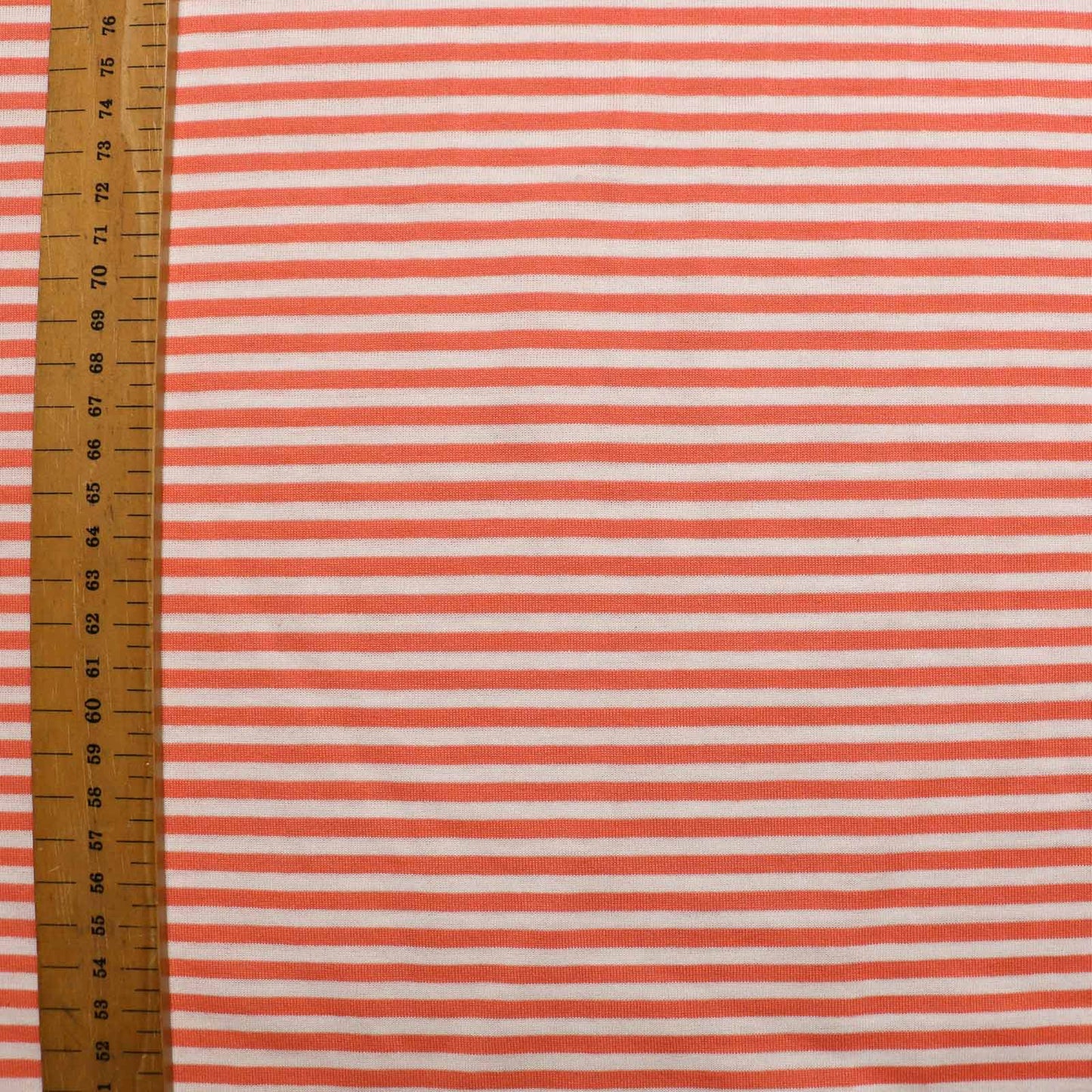 striped polycotton coral coloured jersey fabric from cloth control