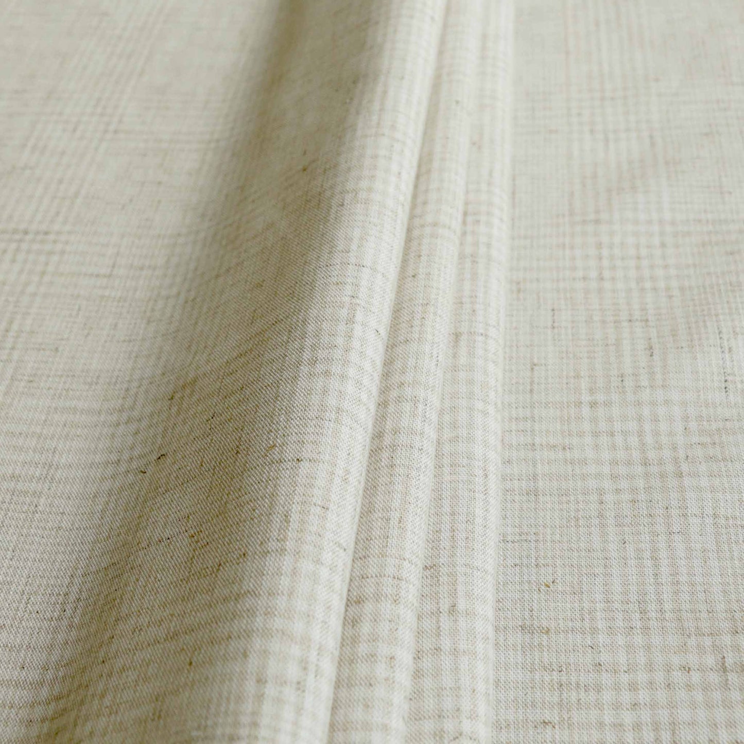 cream check linen viscose suiting fabric for dressmaking