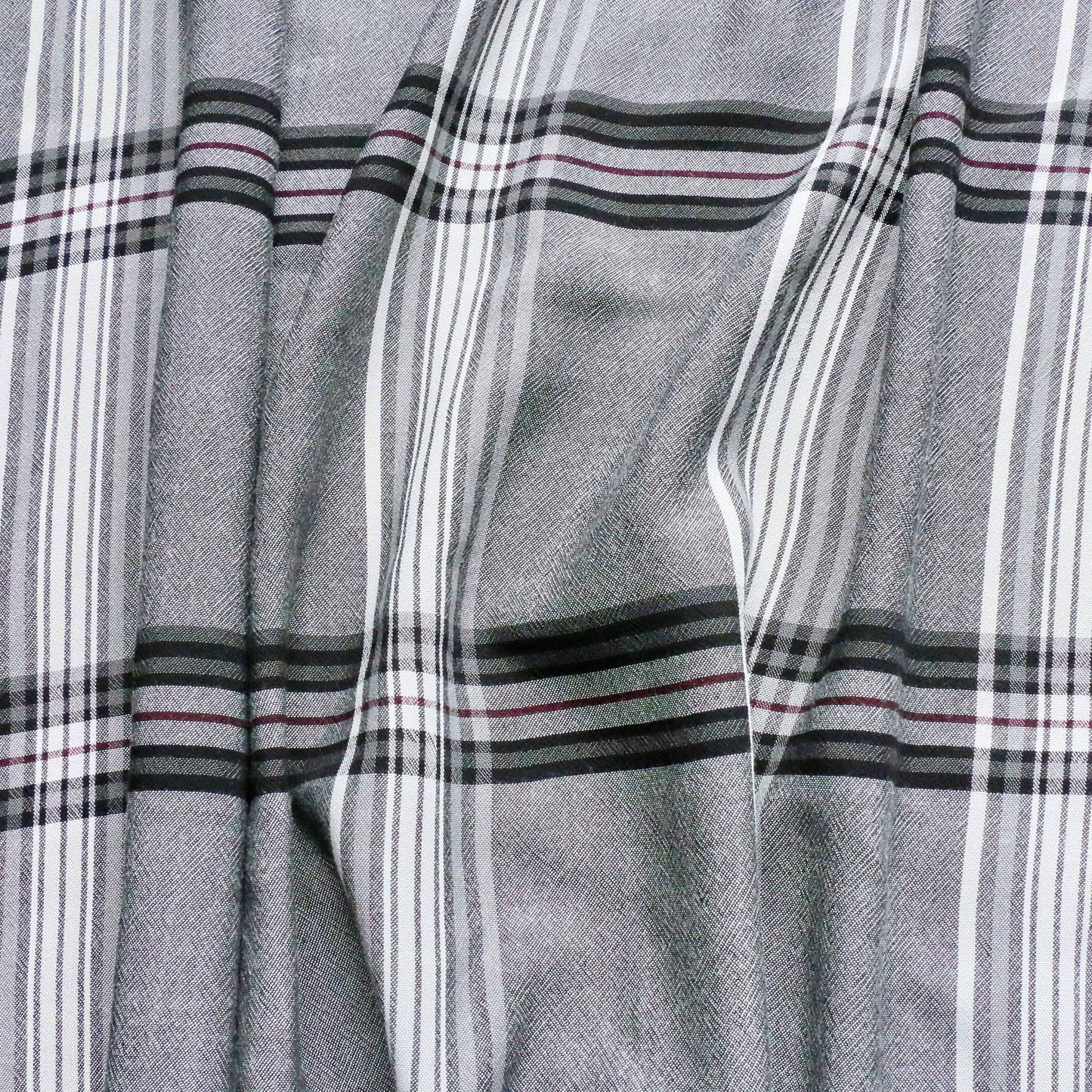 grey and black check viscose challis dressmaking rayon fabric