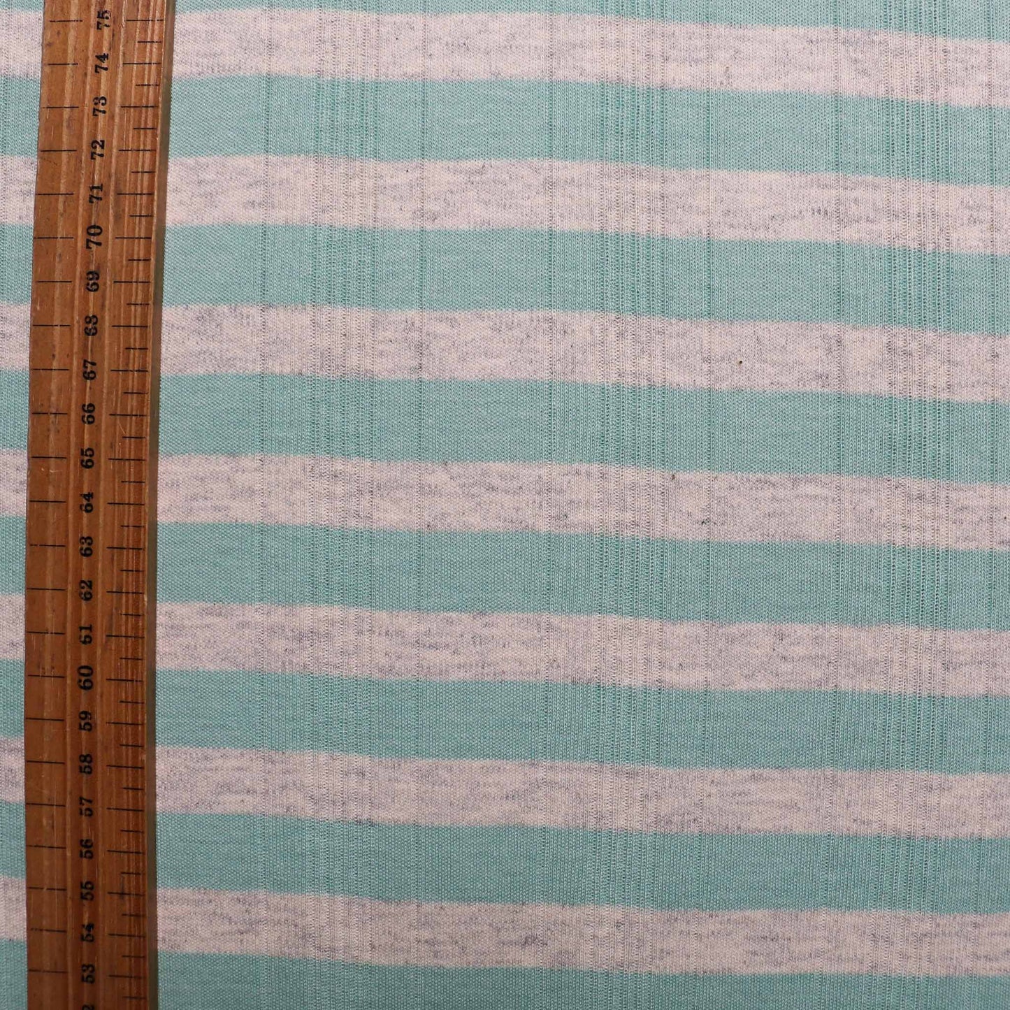 striped polycotton mint and grey coloured jersey fabric from cloth control