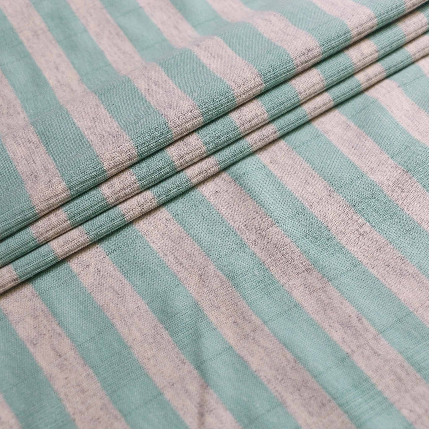 cloth control fabric for dressmaking with mint grey stripes