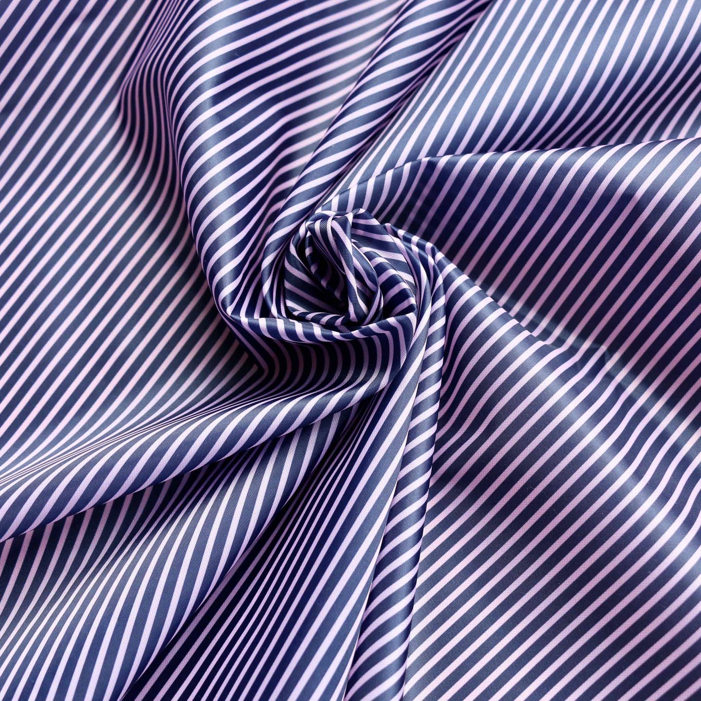 navy and pink striped polyester lining dressmaking fabric