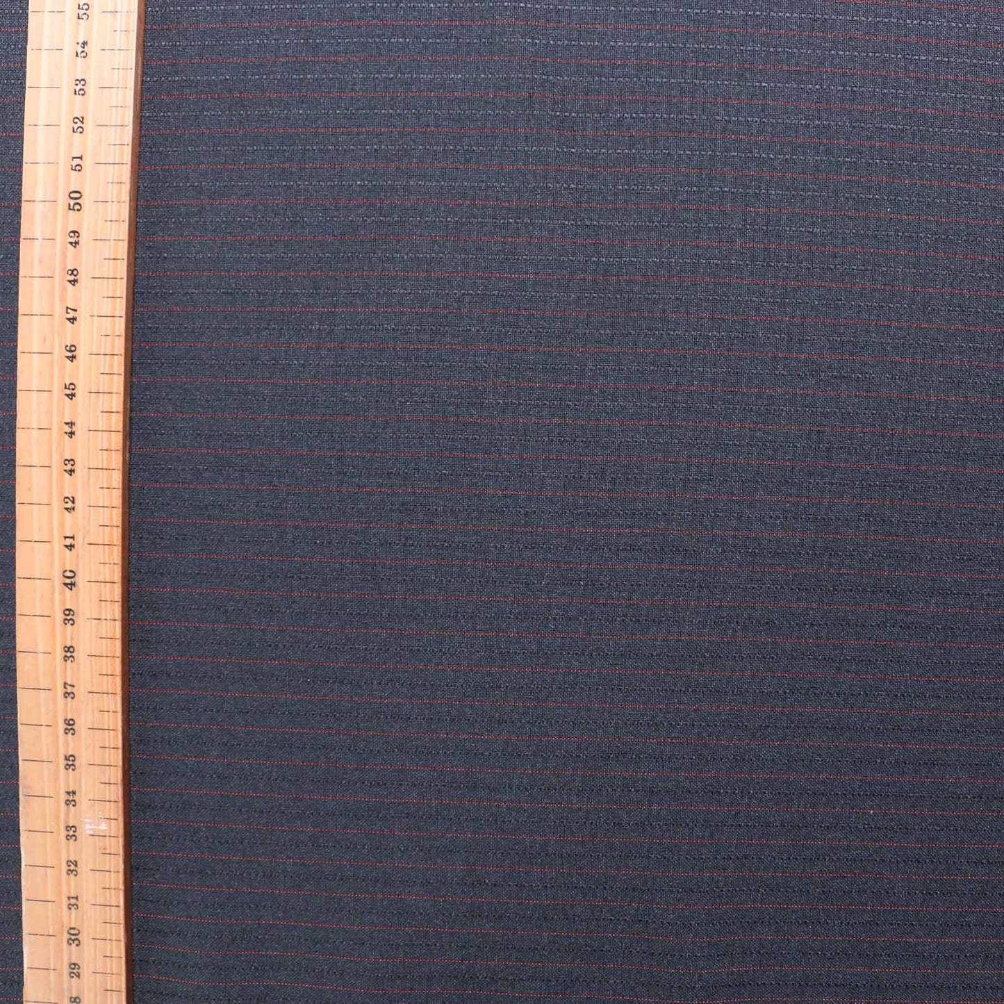 dark blue bi stretch fabric with red pinstripe