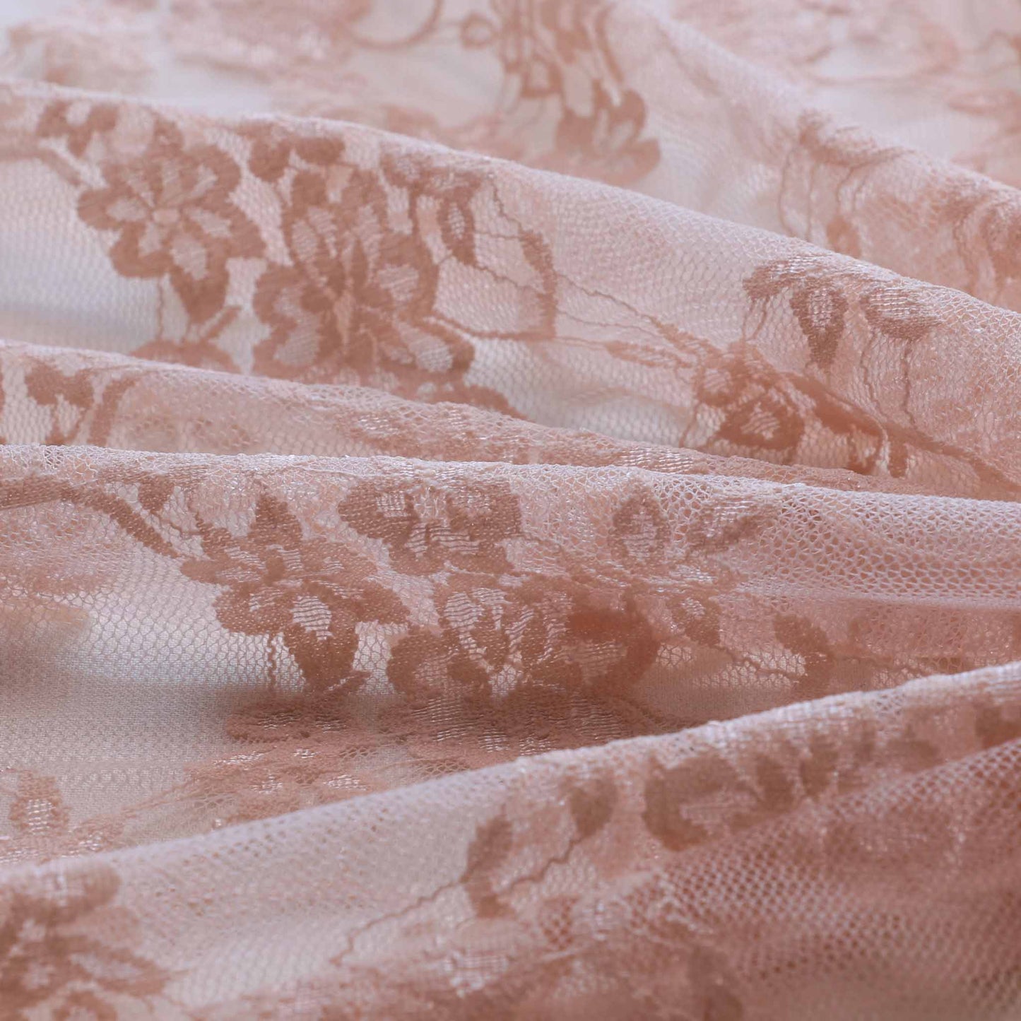 stretchy peach lace fabric with floral design for dressmaking