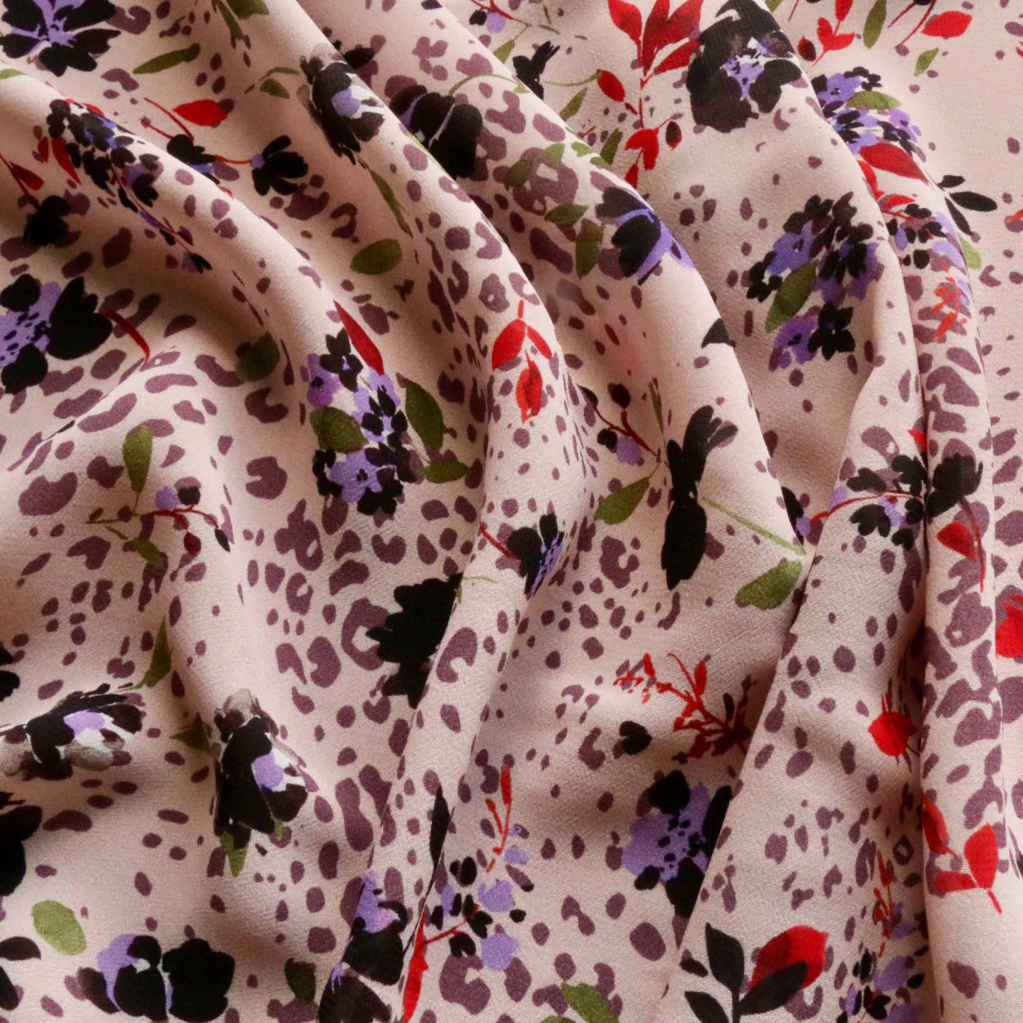pink chiffon with floral animal print fabric for dressmaking