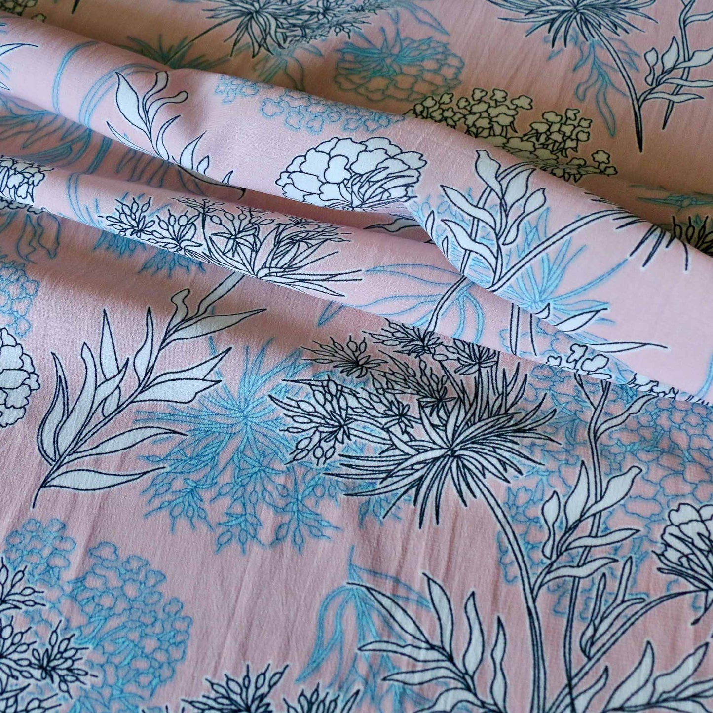 pink floral chiffon polyester dressmaking synthetic fabric
