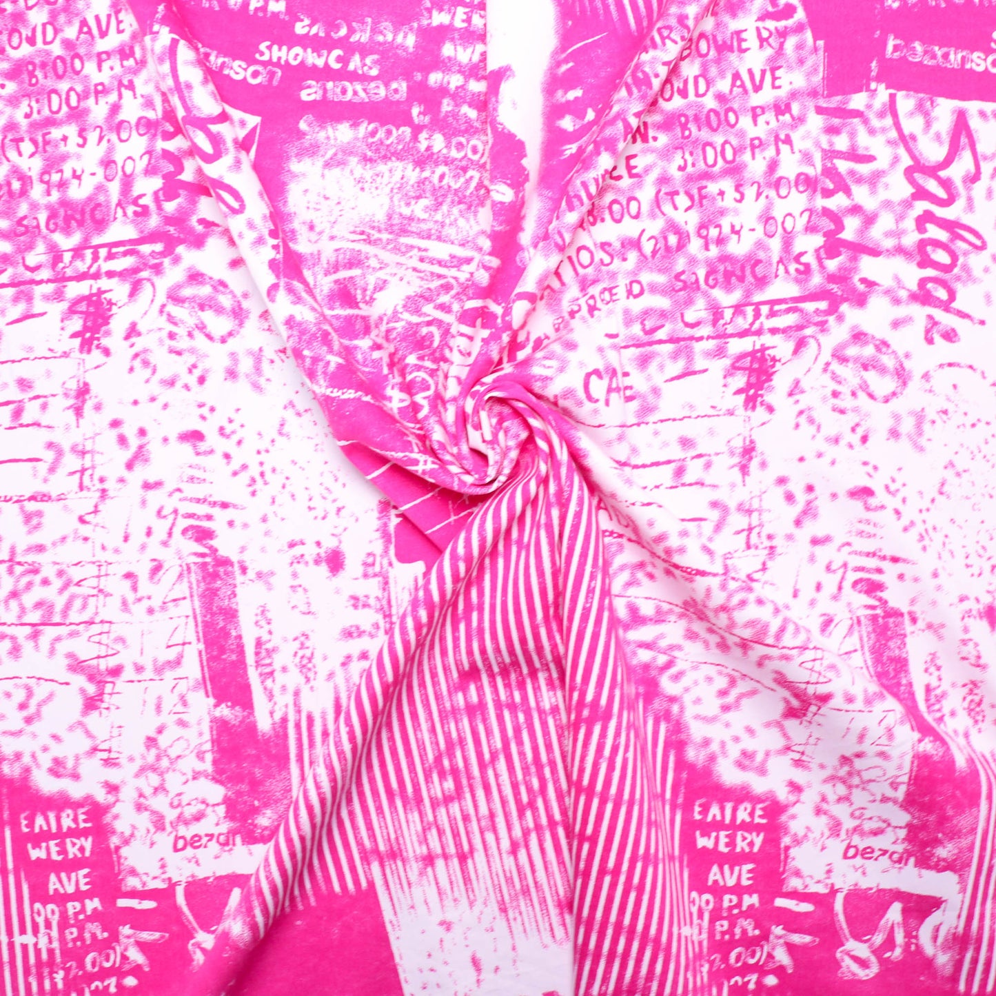 white American graffiti print on pint dress cotton fabric