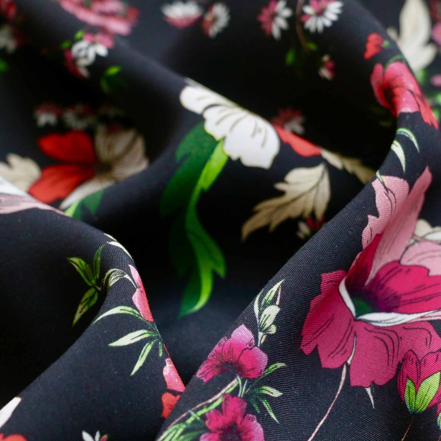 purple white and green nature inspired printed viscose challis dressmaking rayon fabric