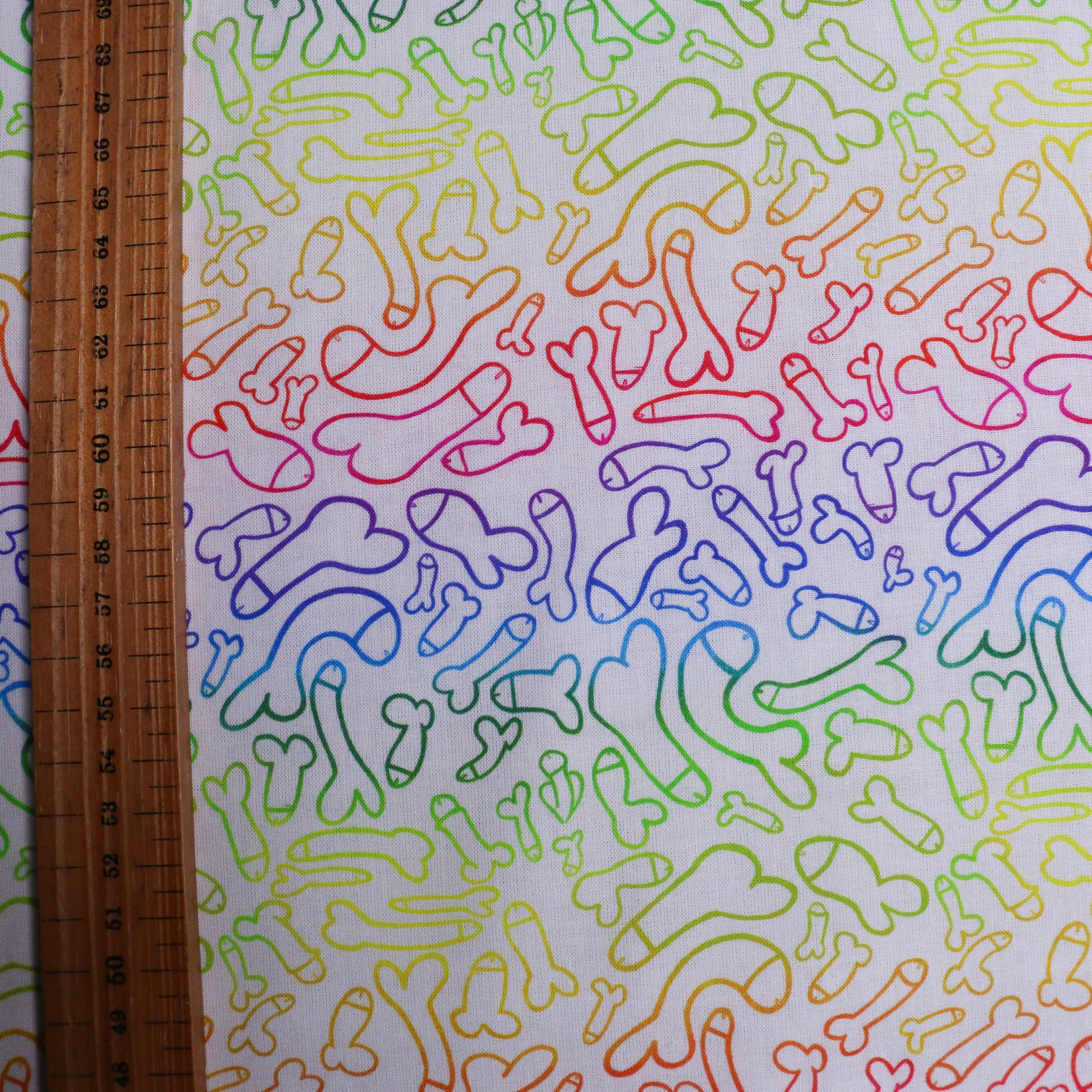 metre pure cotton dressmaking fabric with cheeky cock pattern