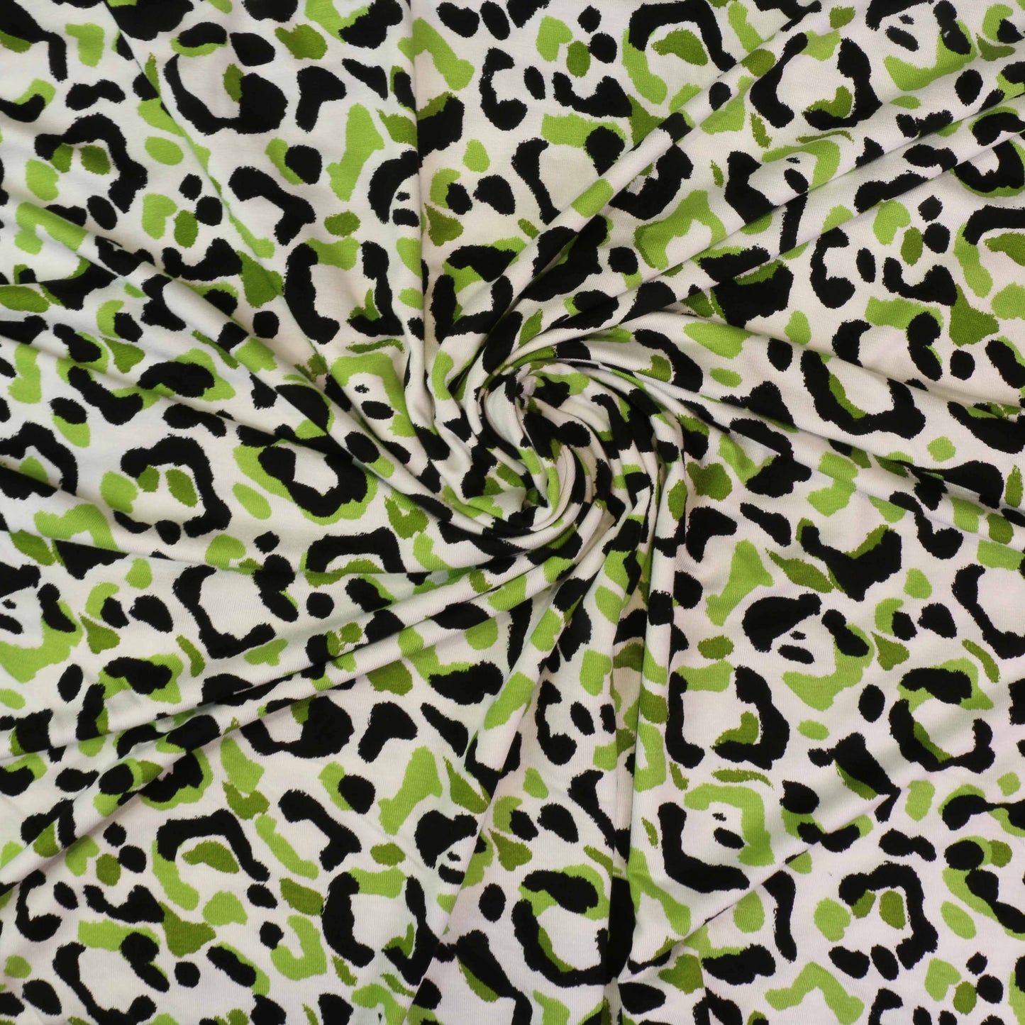 Viscose Jersey Fabric - Green, white, black