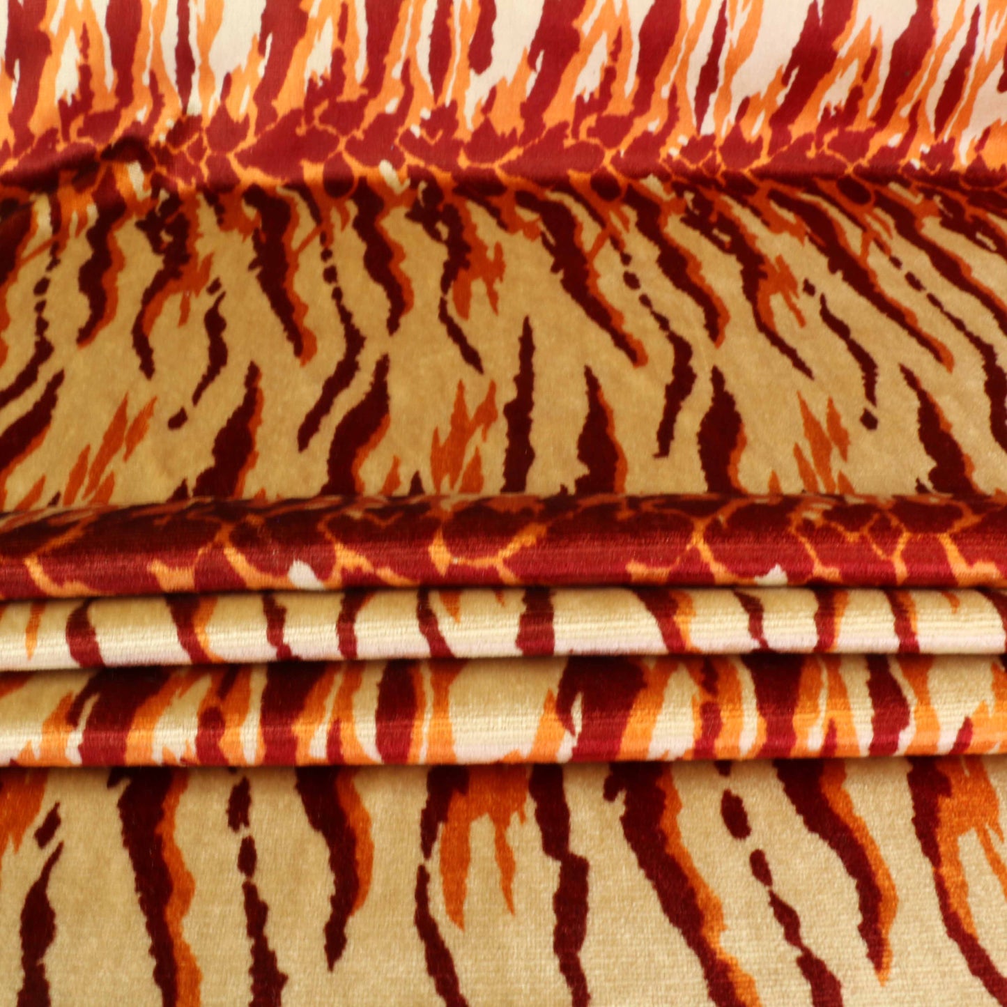 Cotton Velvet fabric - Gold, maroon, orange