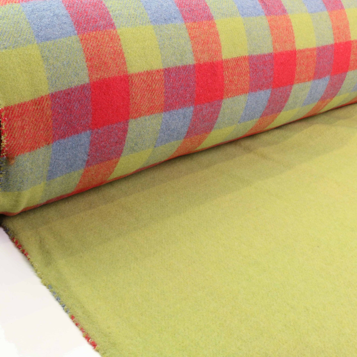 Reversible Wool Coating - Green, red, blue