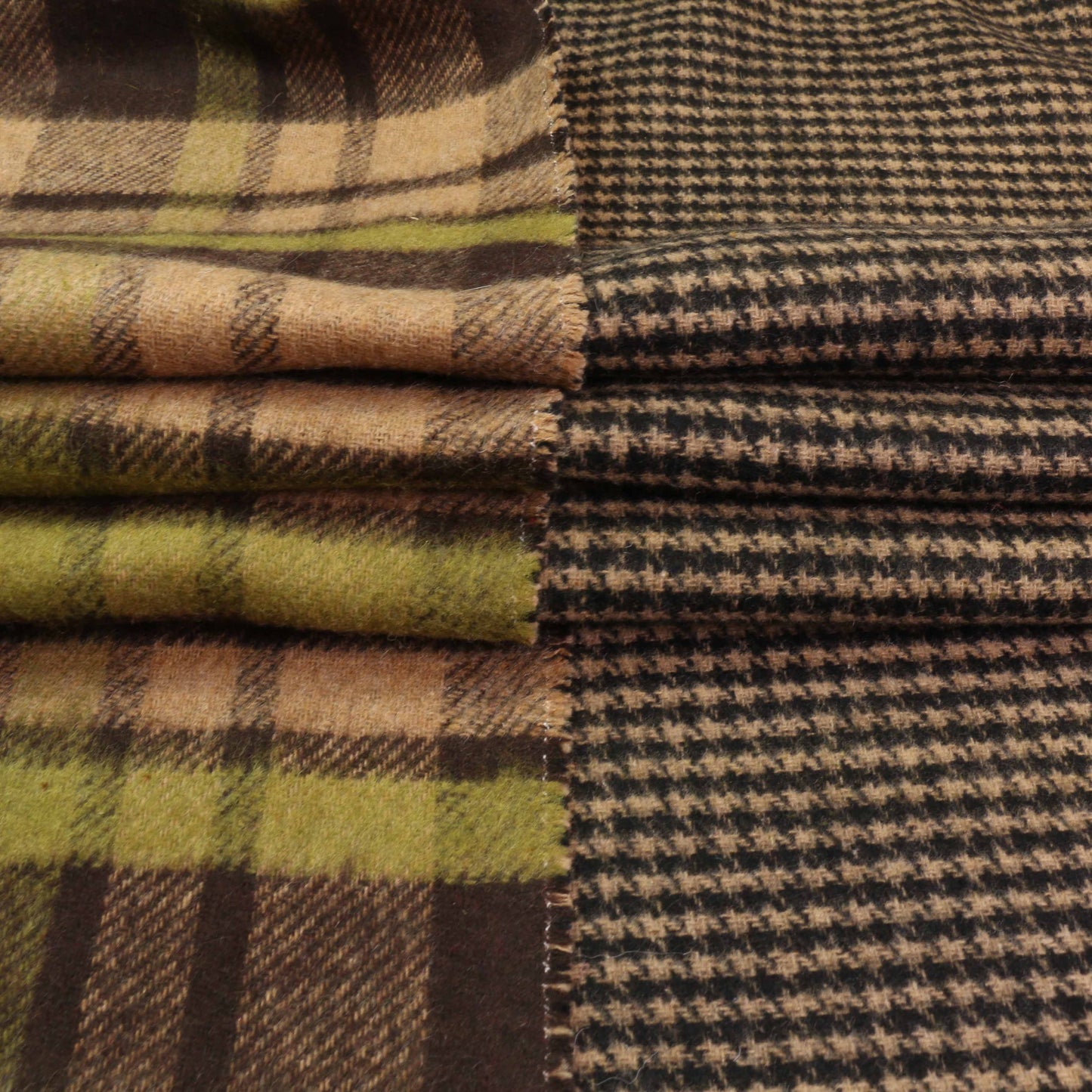 Reversible Wool Coating - Brown, Green, Beige