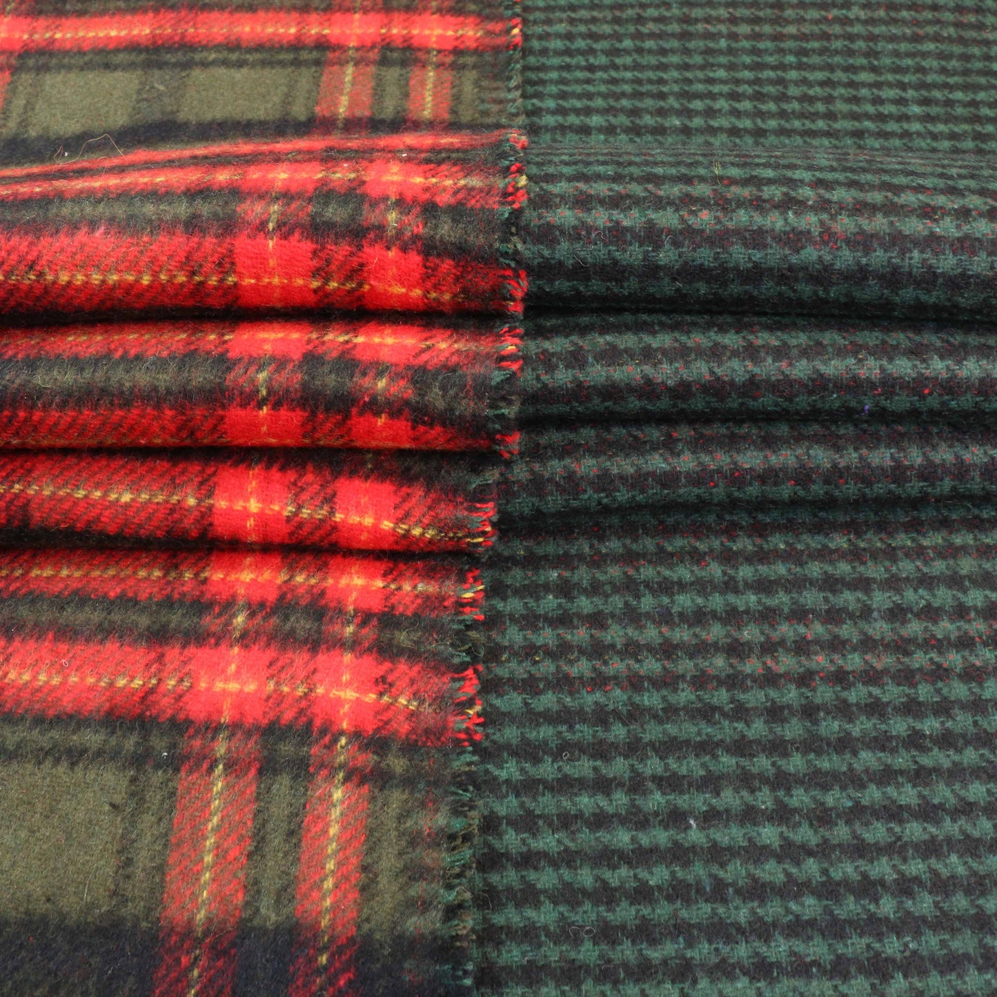 Reversible Wool Coating - Green, Beige, Brown