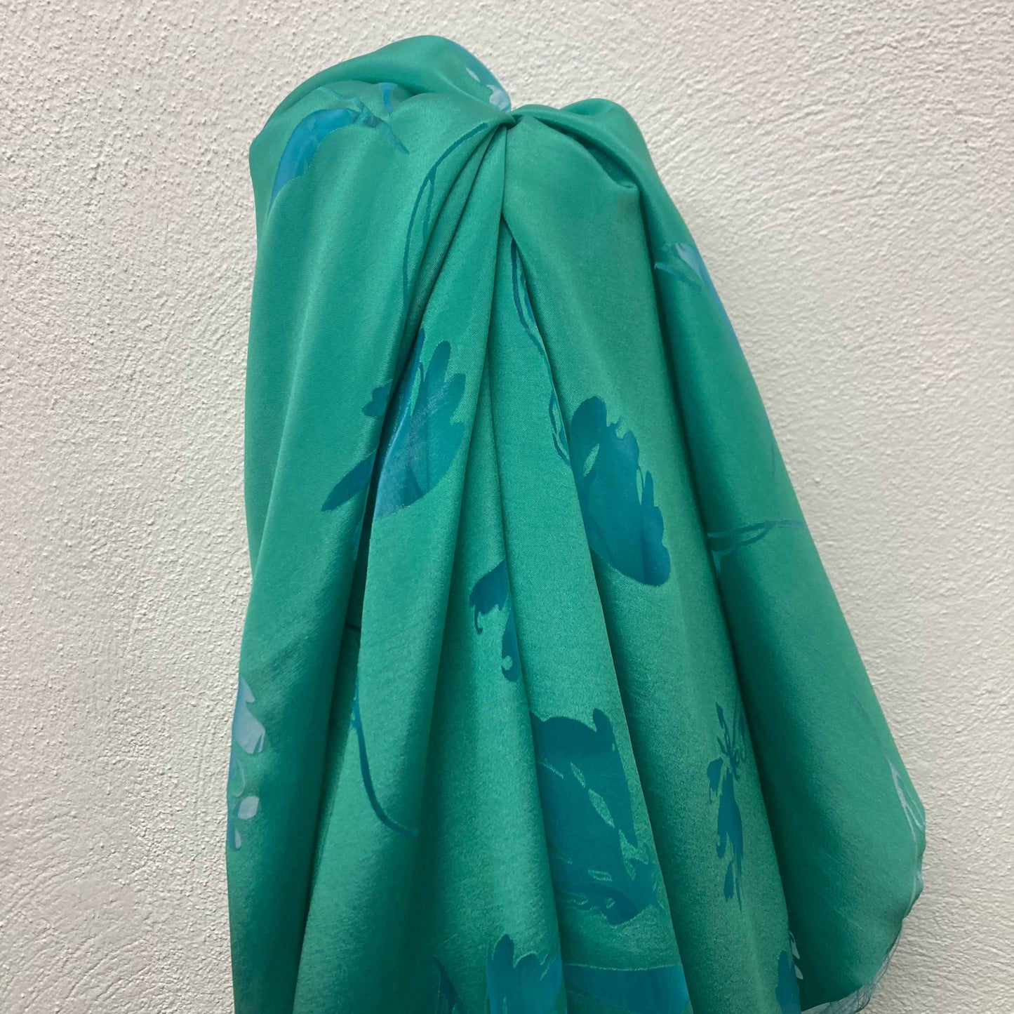 Burnout Satin Fabric - Green, blue