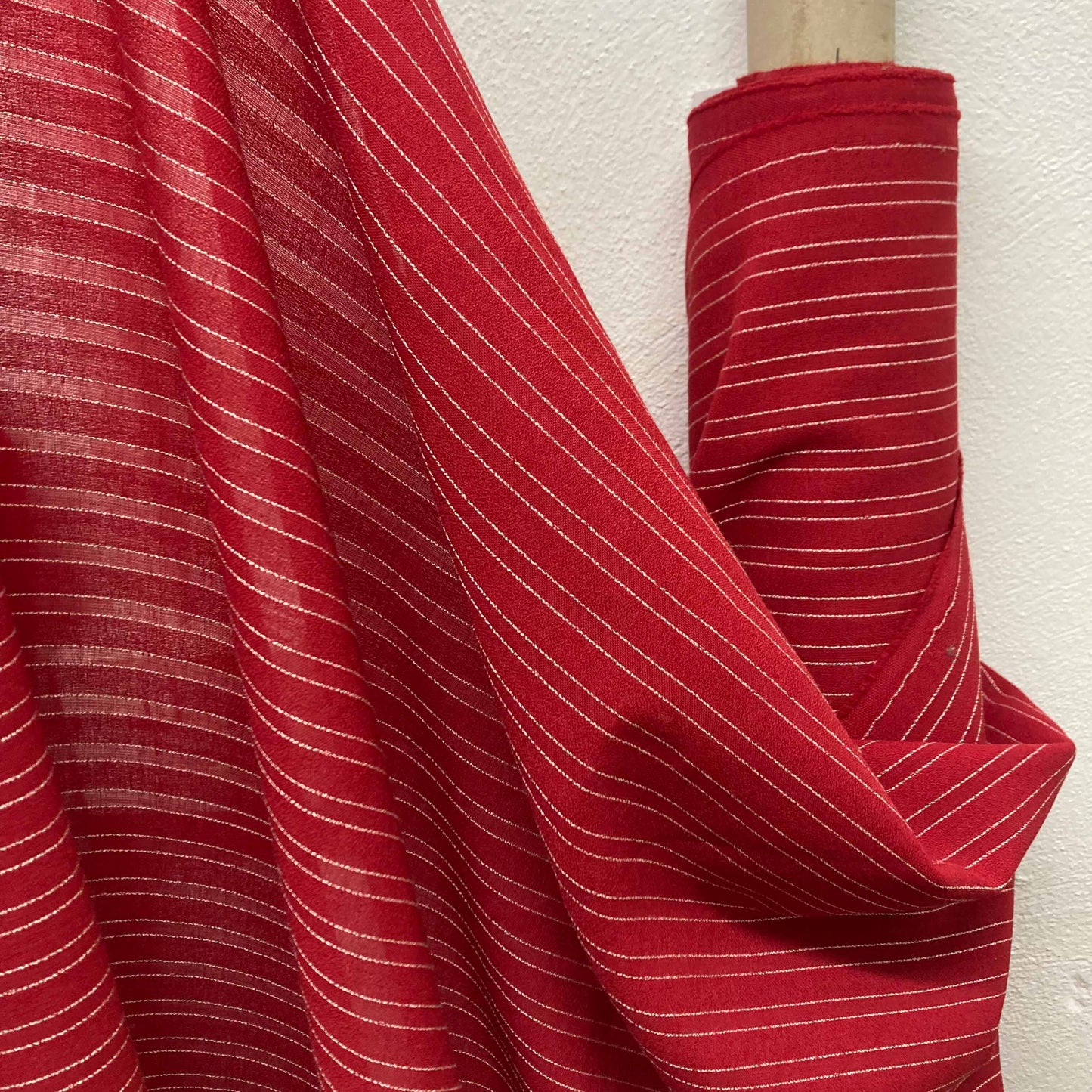Crepe Fabric - Red, white