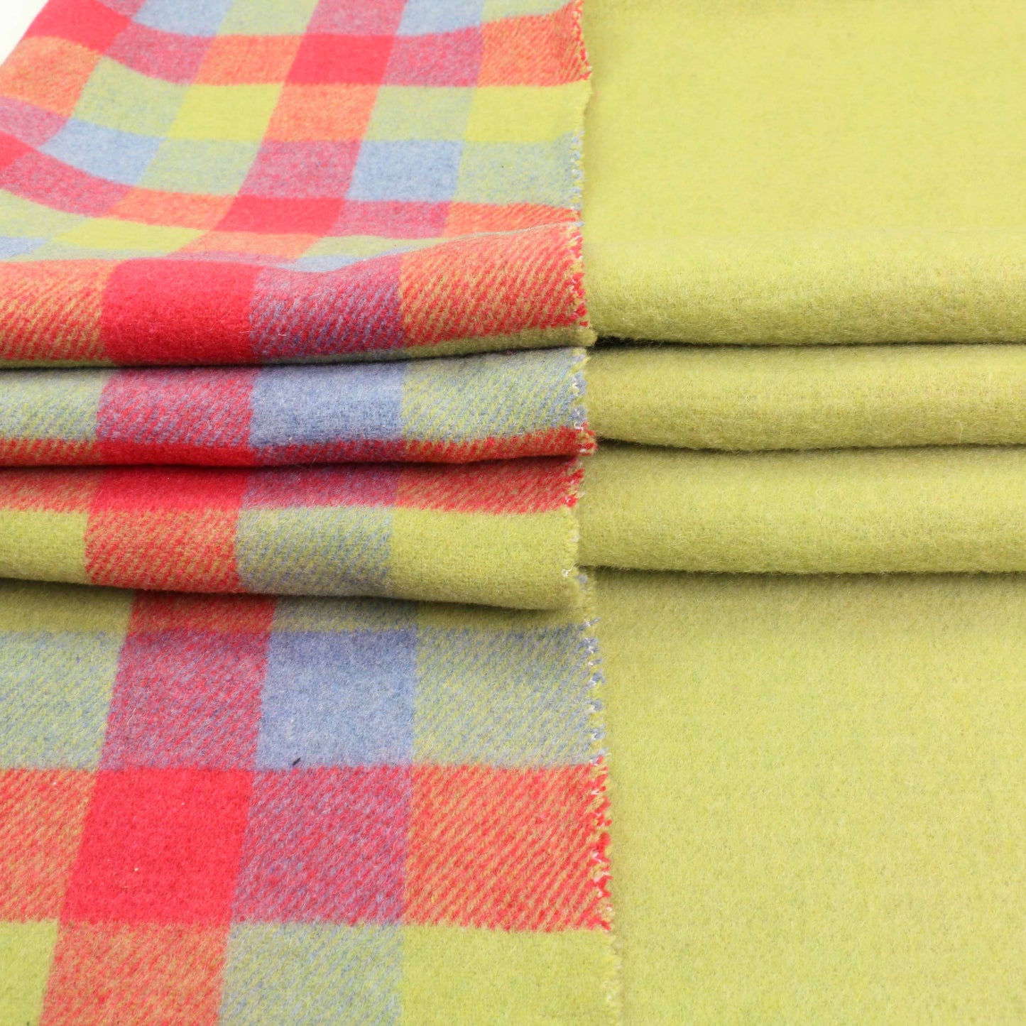 Reversible Wool Coating - Green, red, blue