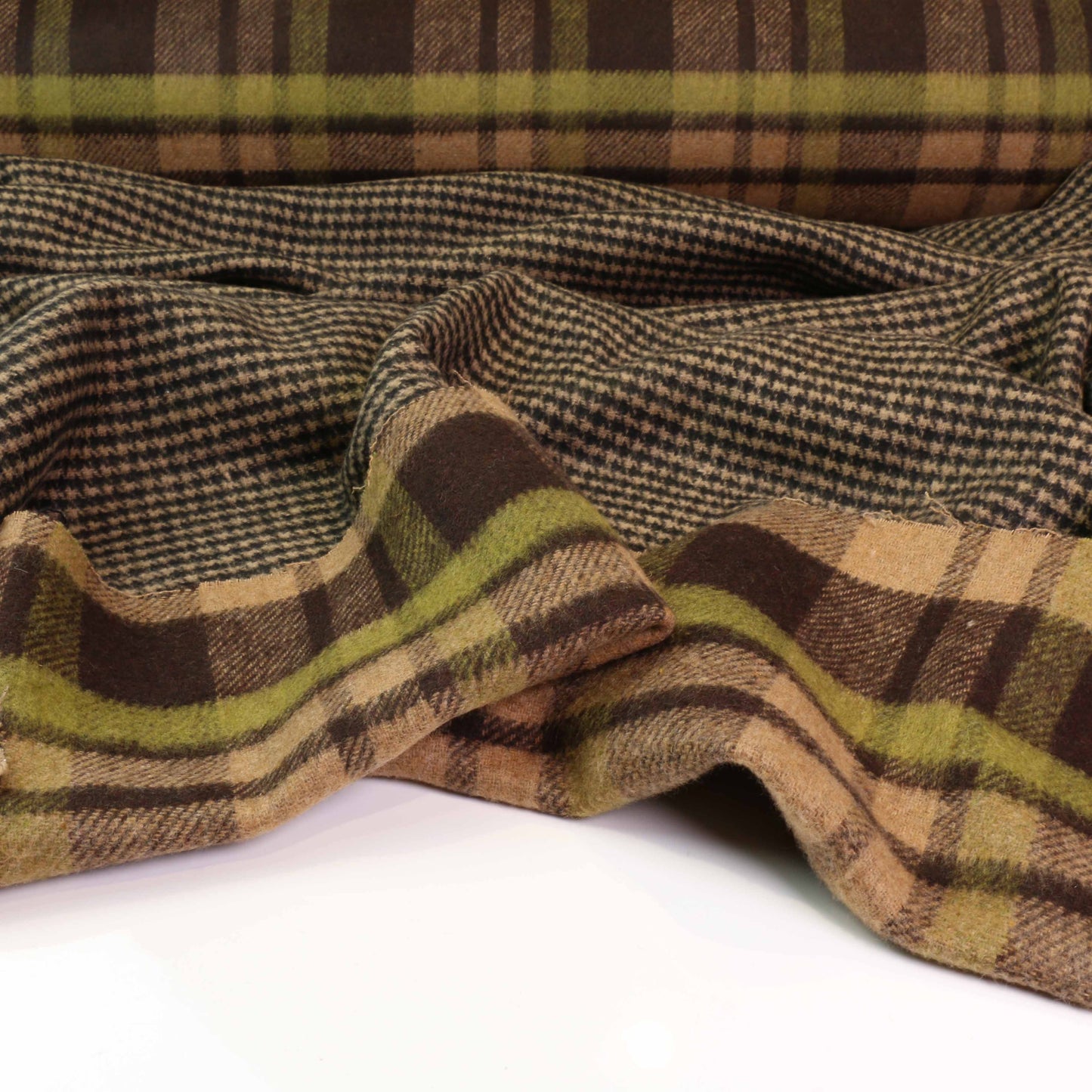 Reversible Wool Coating - Beige, Brown, Green