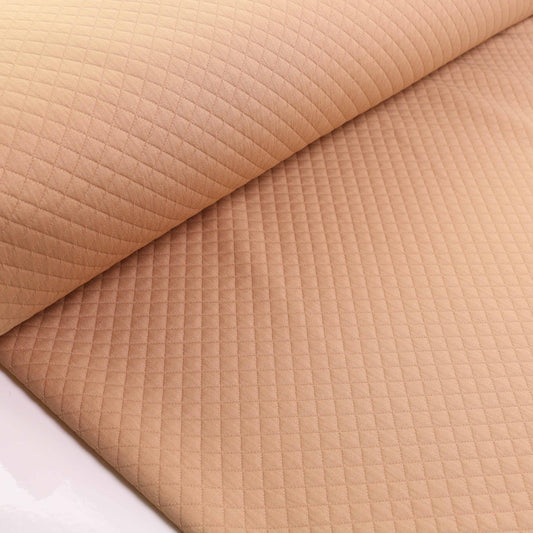 Quilted Jersey Fabric - Light beige diamond