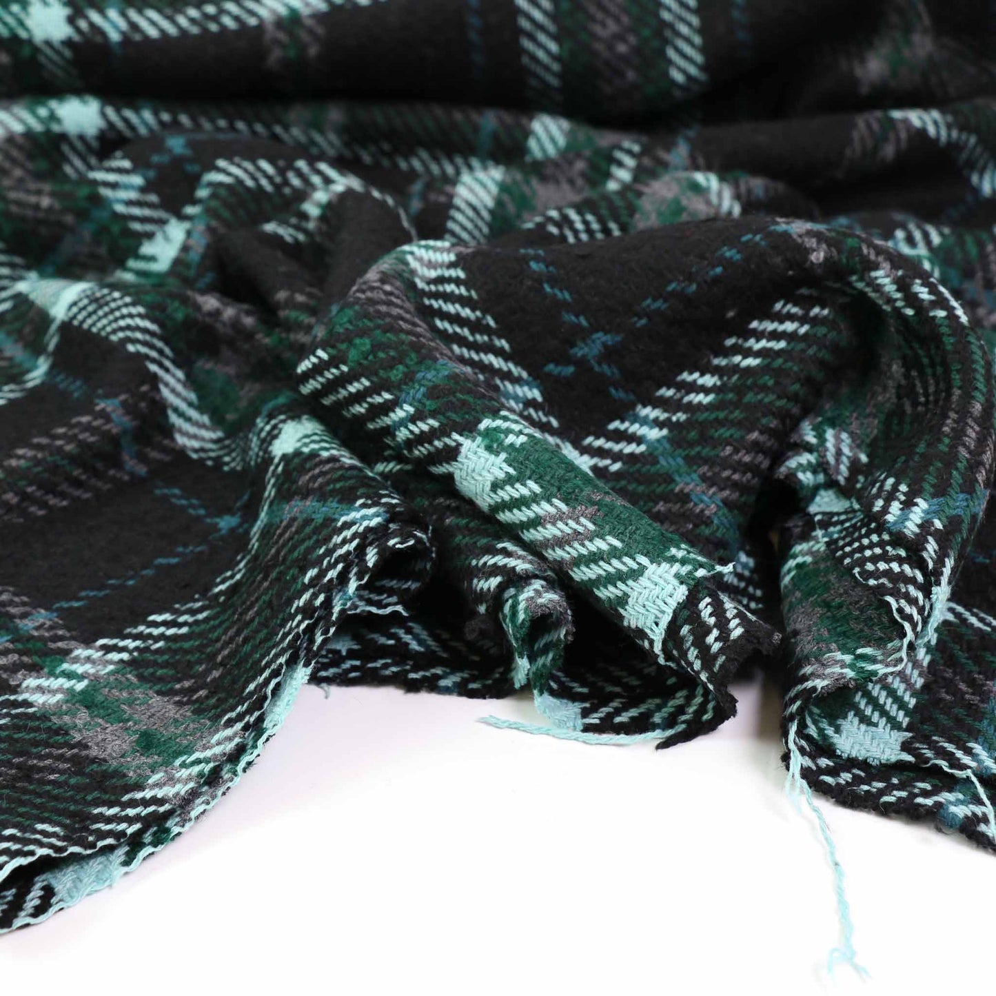 Boucle Fabric - Black, teal