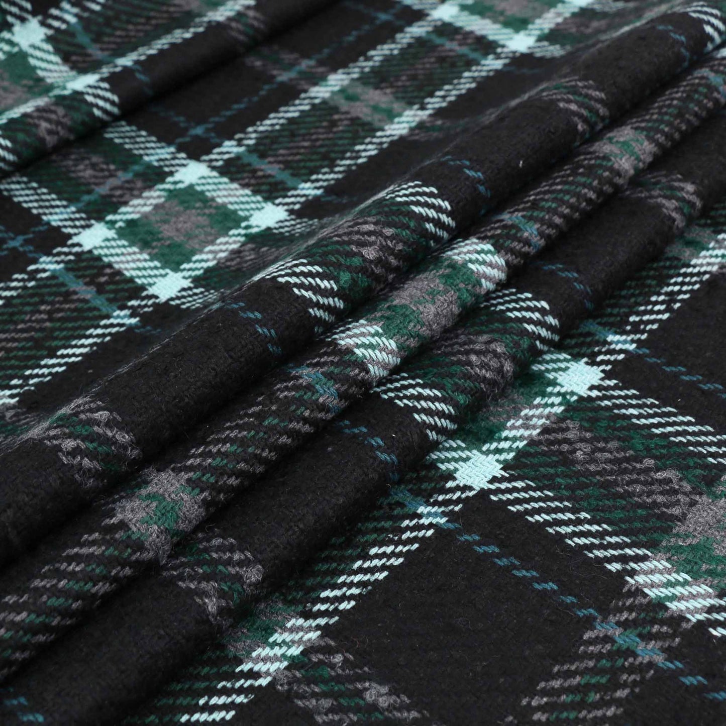 Boucle Fabric - Black, teal